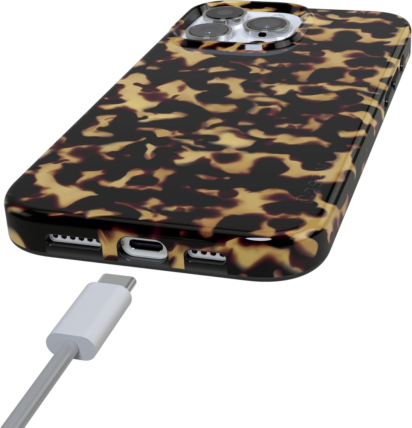 imageCasely iPhone 16 Pro Case  Glitter Mystic Moss  Green Enchanted Shimmer  Compatible with MagSafe  Classic UltraSlim Case DesignShell Shocked  Tortoise Print