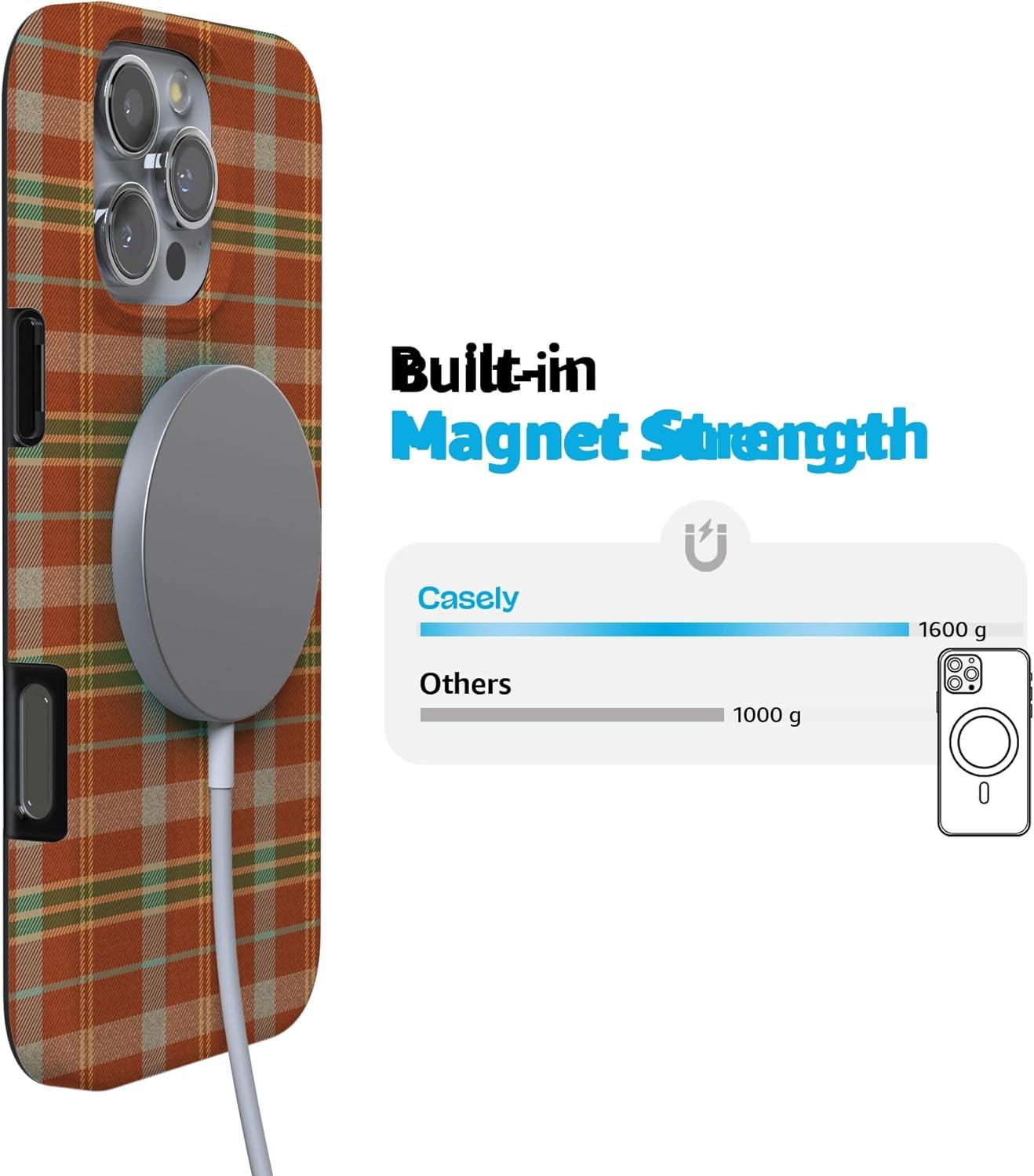 imageCasely iPhone 16 Pro Case  Glitter Mystic Moss  Green Enchanted Shimmer  Compatible with MagSafe  Classic UltraSlim Case DesignSpiced Chai  Fall Plaid