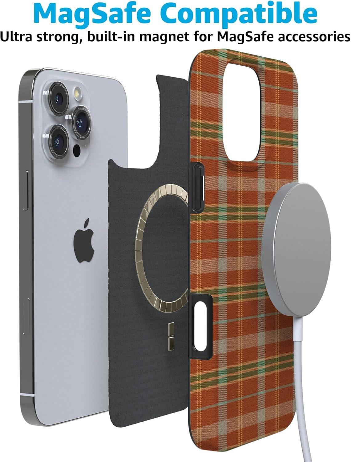 imageCasely iPhone 16 Pro Case  Glitter Mystic Moss  Green Enchanted Shimmer  Compatible with MagSafe  Classic UltraSlim Case DesignSpiced Chai  Fall Plaid