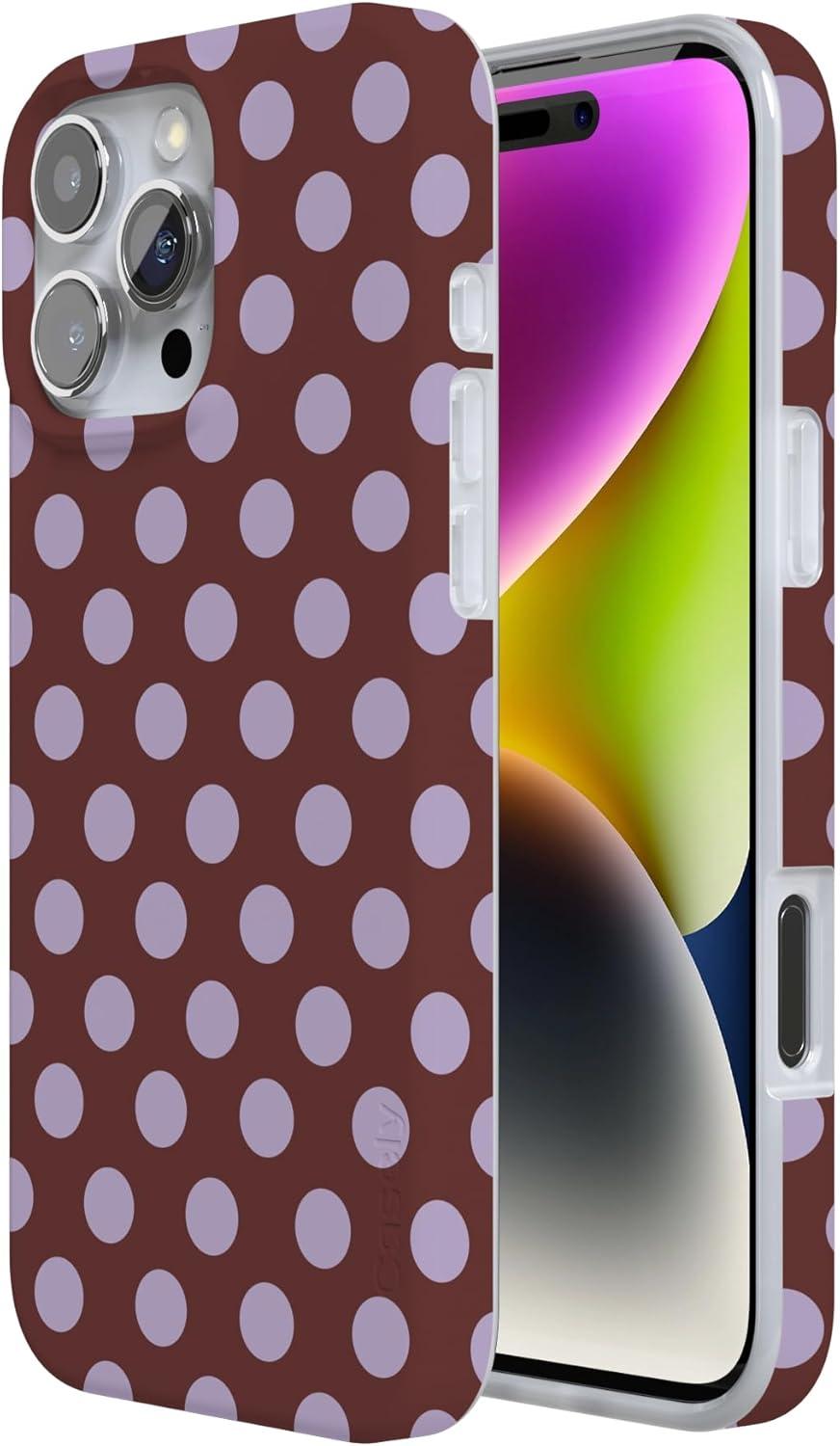 imageCasely iPhone 16 Pro Case  Glitter Mystic Moss  Green Enchanted Shimmer  Compatible with MagSafe  Classic UltraSlim Case DesignSpotted in SoHo  Burgundy Polka Dot