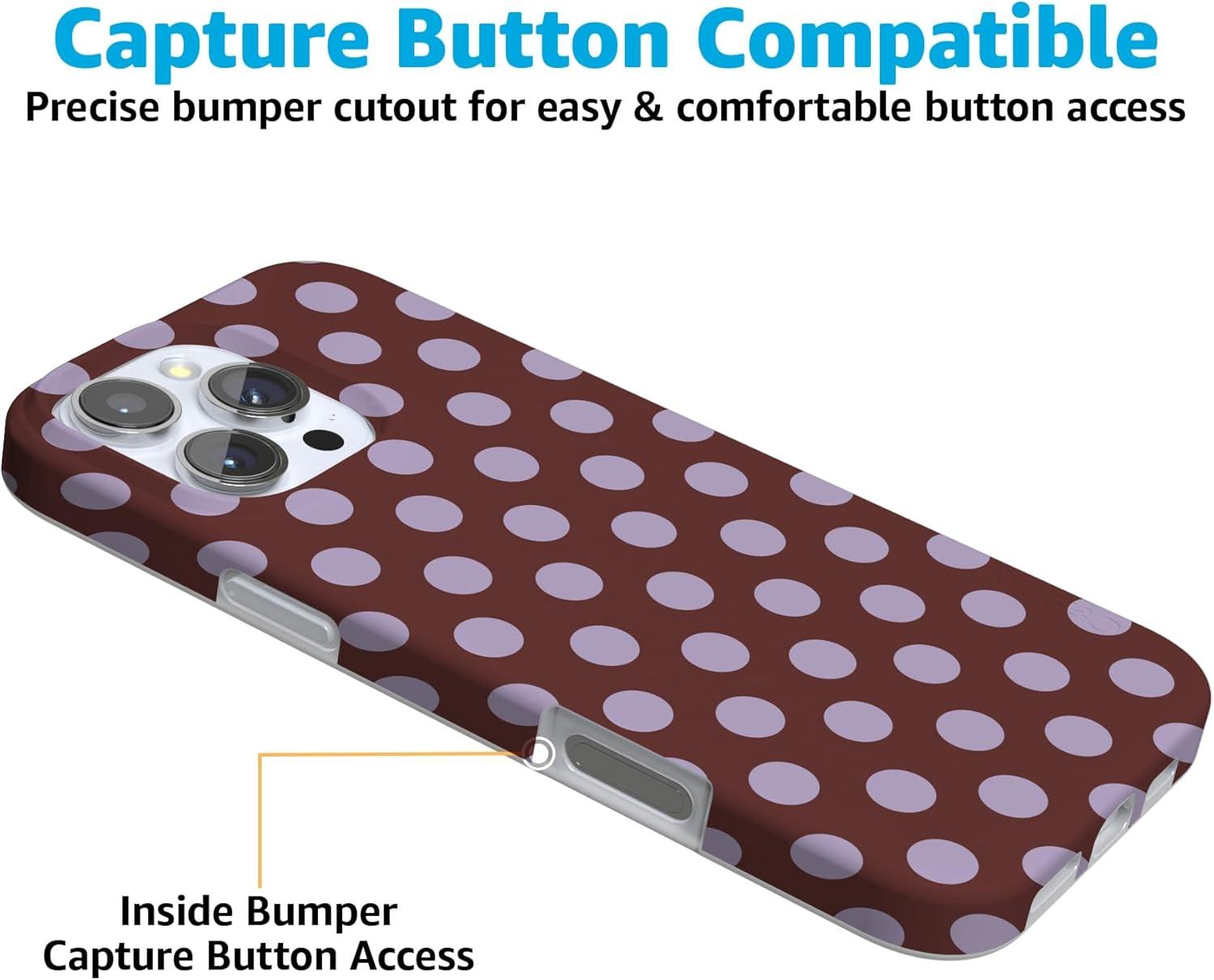 imageCasely iPhone 16 Pro Case  Glitter Mystic Moss  Green Enchanted Shimmer  Compatible with MagSafe  Classic UltraSlim Case DesignSpotted in SoHo  Burgundy Polka Dot