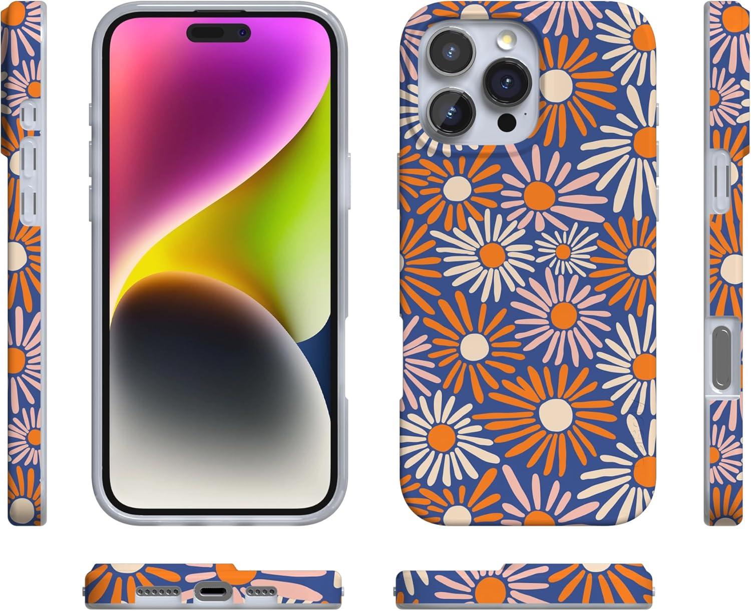 imageCasely iPhone 16 Pro Case  Glitter Mystic Moss  Green Enchanted Shimmer  Compatible with MagSafe  Classic UltraSlim Case DesignSpring Forward  Daisy Floral