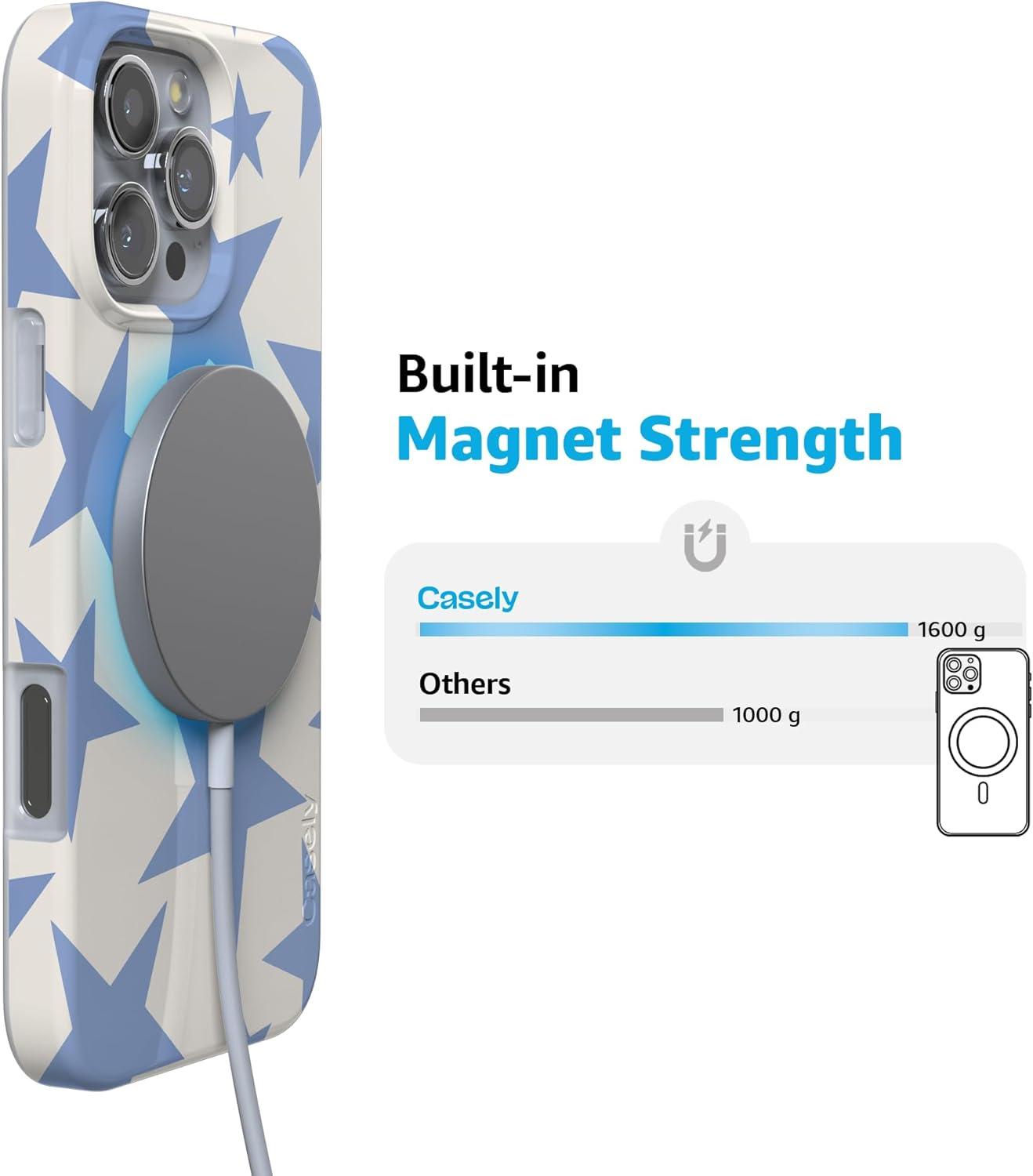 imageCasely iPhone 16 Pro Case  Glitter Mystic Moss  Green Enchanted Shimmer  Compatible with MagSafe  Classic UltraSlim Case DesignStars Align  Blue  White Stars