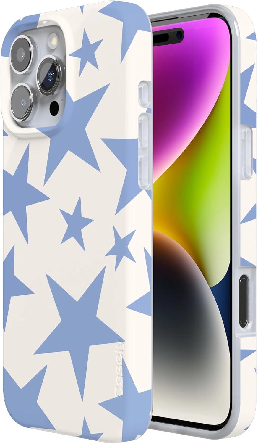 imageCasely iPhone 16 Pro Case  Glitter Mystic Moss  Green Enchanted Shimmer  Compatible with MagSafe  Classic UltraSlim Case DesignStars Align  Blue  White Stars