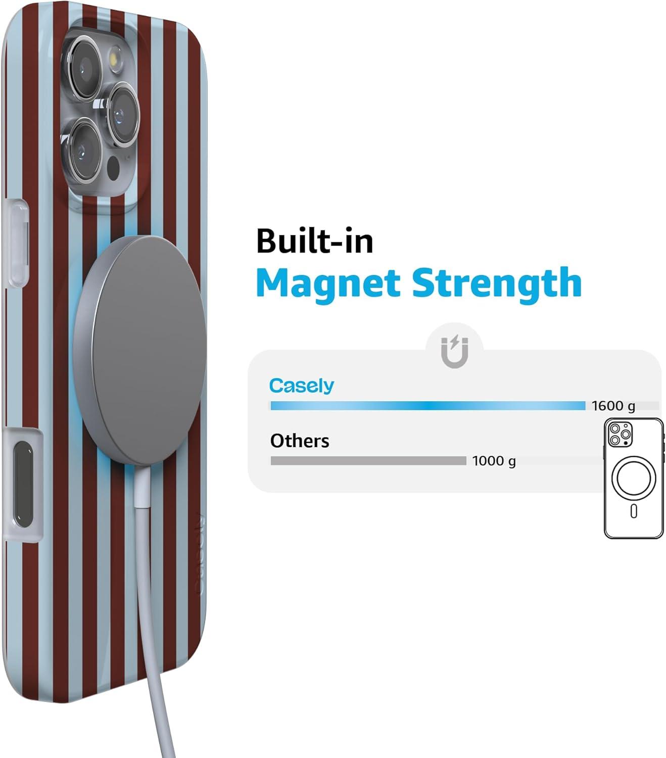 imageCasely iPhone 16 Pro Case  Glitter Mystic Moss  Green Enchanted Shimmer  Compatible with MagSafe  Classic UltraSlim Case DesignSunday in Brooklyn  Chocolate Stripes