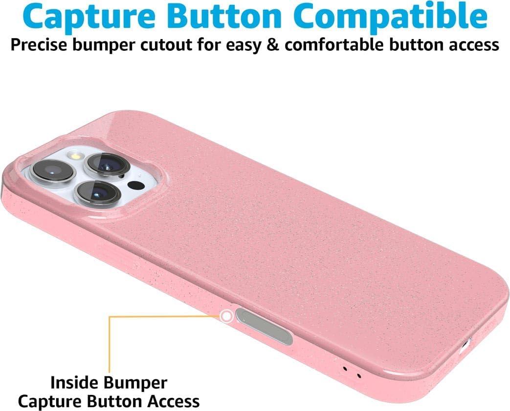 imageCasely iPhone 16 Pro Case  Glitter Mystic Moss  Green Enchanted Shimmer  Compatible with MagSafe  Classic UltraSlim Case DesignSunkissed  Pink Pastel Glitter