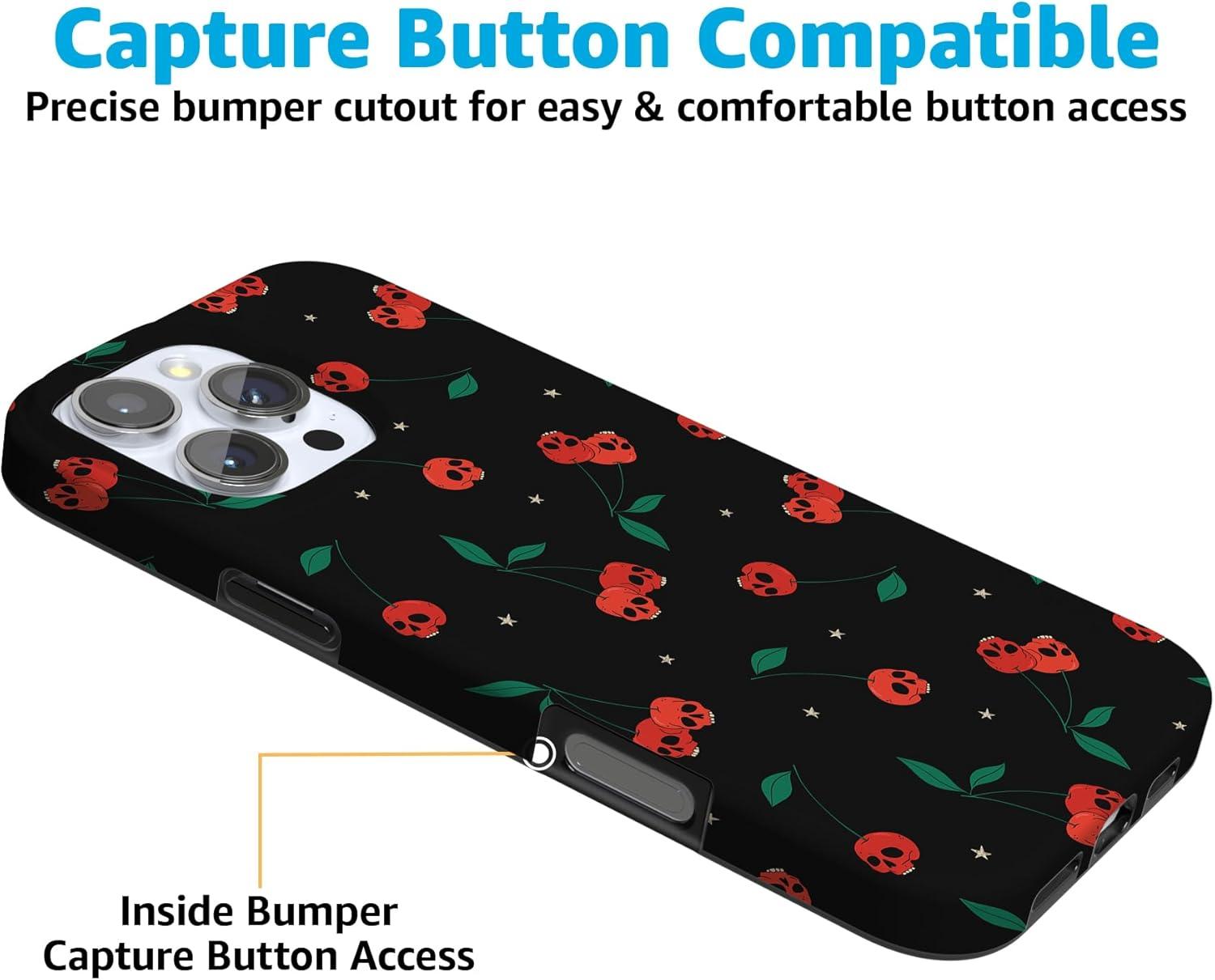 imageCasely iPhone 16 Pro Case  Glitter Mystic Moss  Green Enchanted Shimmer  Compatible with MagSafe  Classic UltraSlim Case DesignSweet Revenge  Cherry Skulls