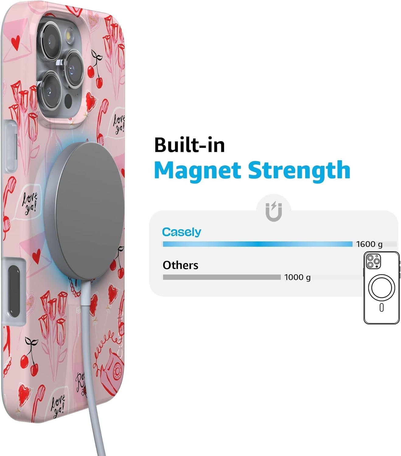 imageCasely iPhone 16 Pro Case  Glitter Mystic Moss  Green Enchanted Shimmer  Compatible with MagSafe  Classic UltraSlim Case DesignThats Amore  Valentines