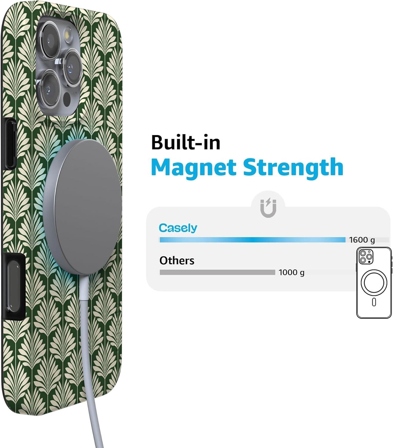 imageCasely iPhone 16 Pro Case  Glitter Mystic Moss  Green Enchanted Shimmer  Compatible with MagSafe  Classic UltraSlim Case DesignThe Boyfriend Collection  Cabana Nights