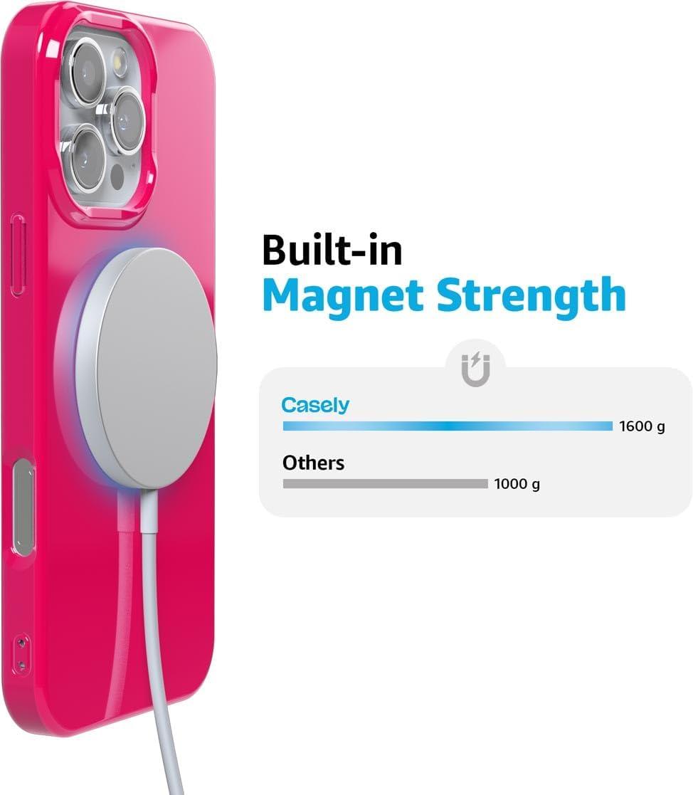 imageCasely iPhone 16 Pro Case  Glitter Mystic Moss  Green Enchanted Shimmer  Compatible with MagSafe  Classic UltraSlim Case DesignThink Pink