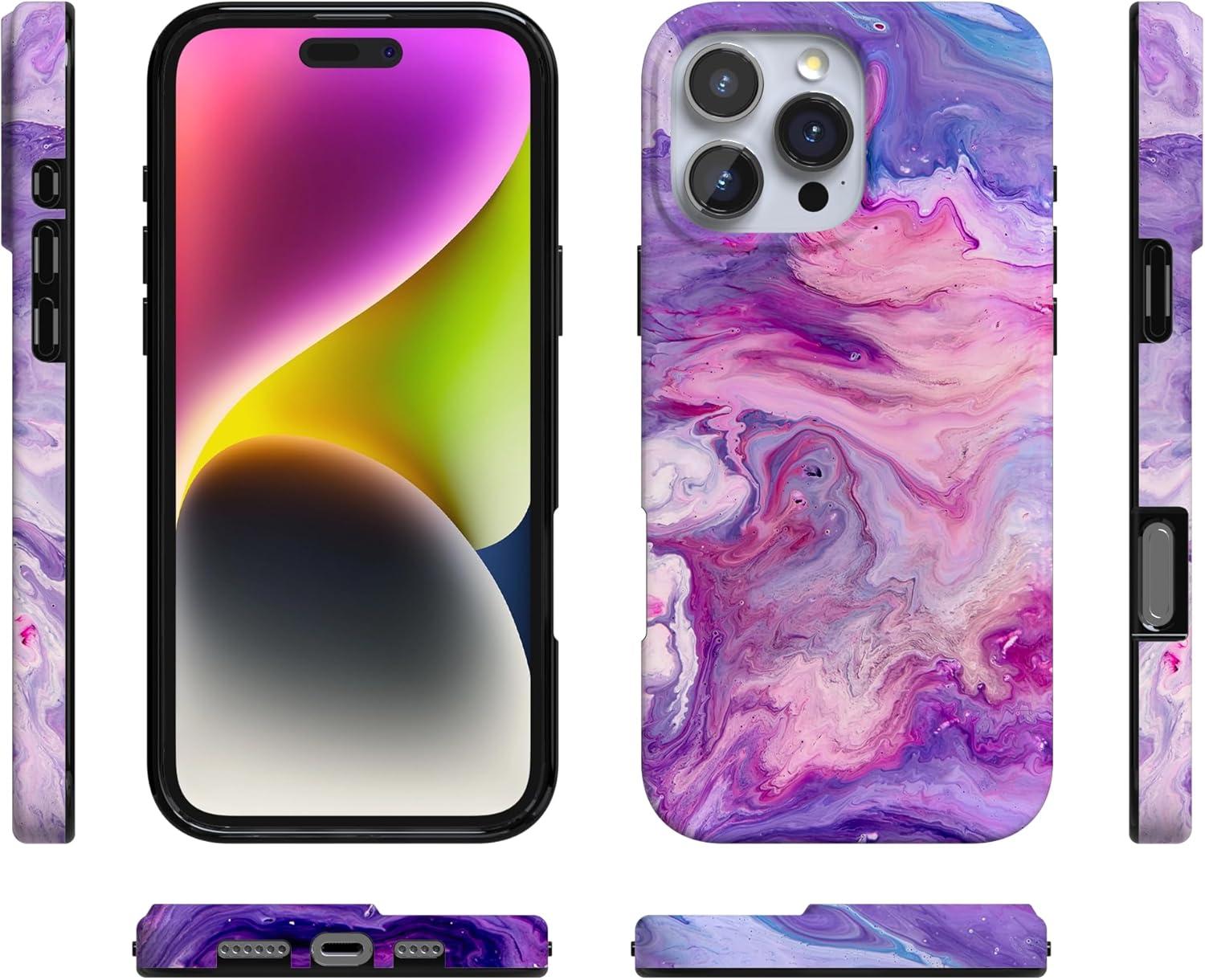 imageCasely iPhone 16 Pro Case  Glitter Mystic Moss  Green Enchanted Shimmer  Compatible with MagSafe  Classic UltraSlim Case DesignTie Dying Over You  Purple Marble iPhone