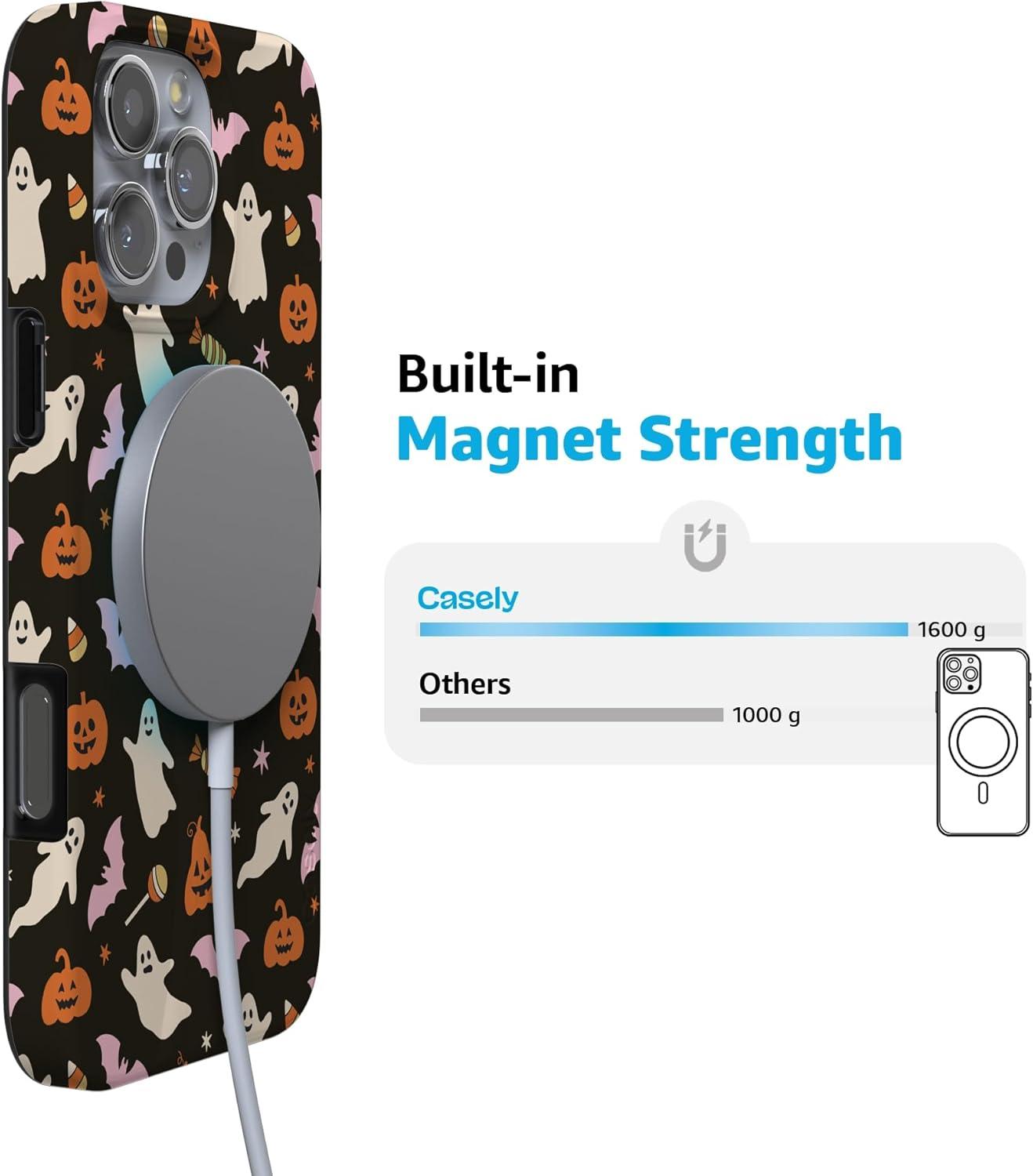 imageCasely iPhone 16 Pro Case  Glitter Mystic Moss  Green Enchanted Shimmer  Compatible with MagSafe  Classic UltraSlim Case DesignTrick or Treat  Sweet Halloween