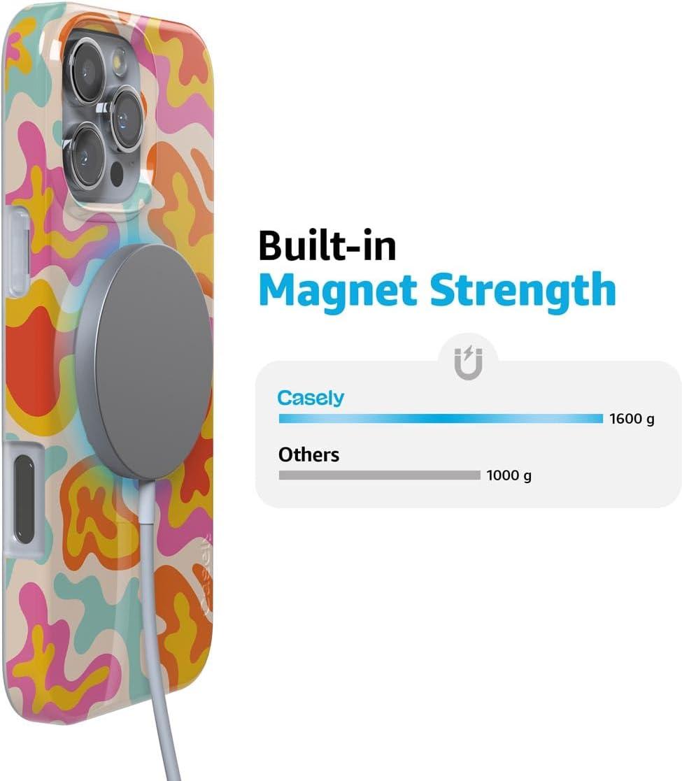 imageCasely iPhone 16 Pro Case  Glitter Mystic Moss  Green Enchanted Shimmer  Compatible with MagSafe  Classic UltraSlim Case DesignTropical Color Splash  Abstract Retro