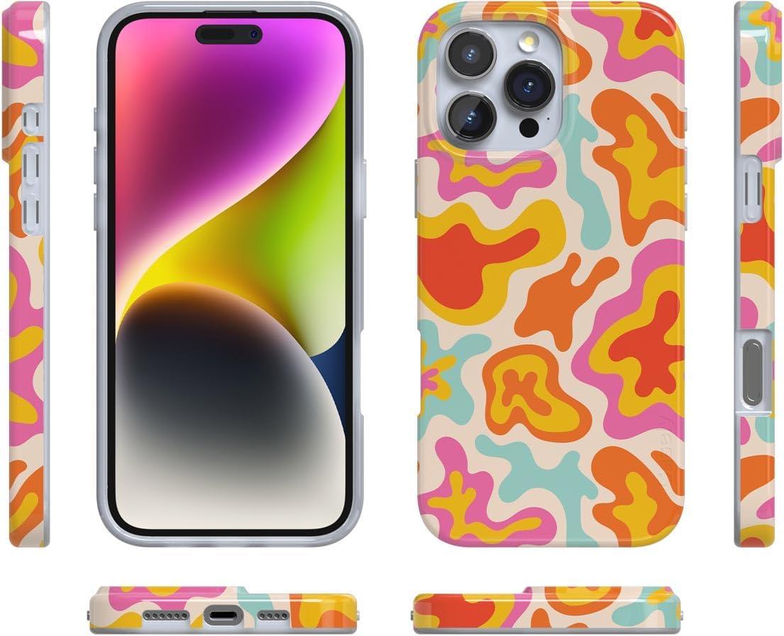 imageCasely iPhone 16 Pro Case  Glitter Mystic Moss  Green Enchanted Shimmer  Compatible with MagSafe  Classic UltraSlim Case DesignTropical Color Splash  Abstract Retro