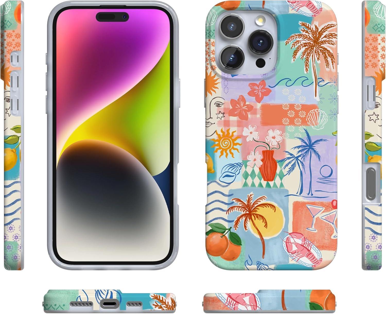 imageCasely iPhone 16 Pro Case  Glitter Mystic Moss  Green Enchanted Shimmer  Compatible with MagSafe  Classic UltraSlim Case DesignTropical Heat  Beachy Collage