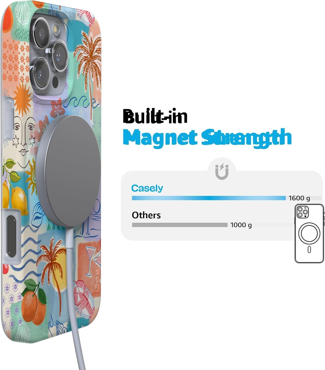 imageCasely iPhone 16 Pro Case  Glitter Mystic Moss  Green Enchanted Shimmer  Compatible with MagSafe  Classic UltraSlim Case DesignTropical Heat  Beachy Collage