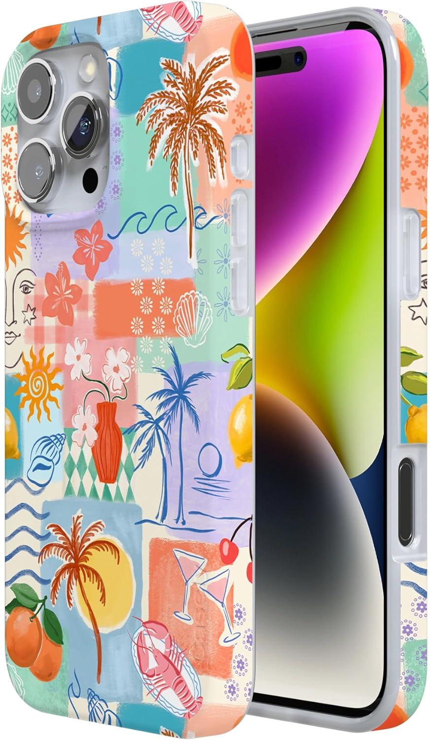 imageCasely iPhone 16 Pro Case  Glitter Mystic Moss  Green Enchanted Shimmer  Compatible with MagSafe  Classic UltraSlim Case DesignTropical Heat  Beachy Collage