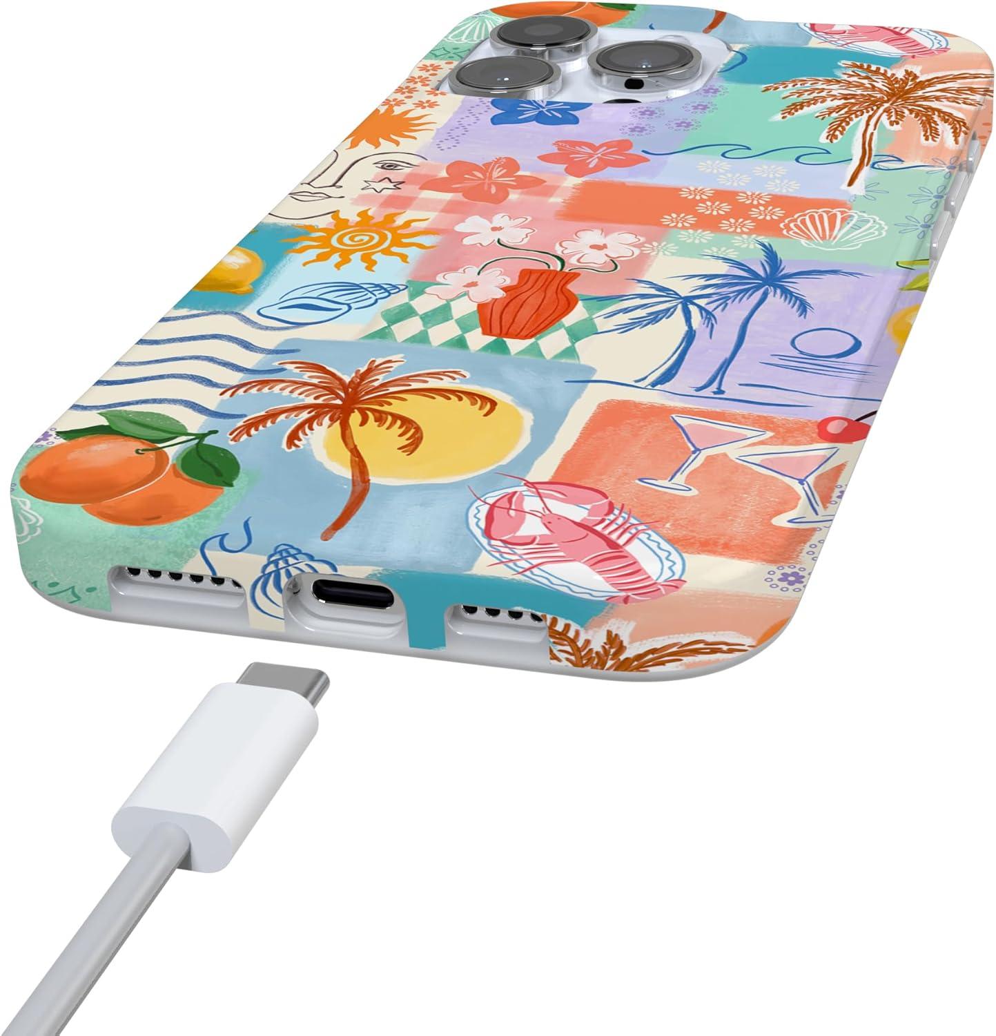 imageCasely iPhone 16 Pro Case  Glitter Mystic Moss  Green Enchanted Shimmer  Compatible with MagSafe  Classic UltraSlim Case DesignTropical Heat  Beachy Collage