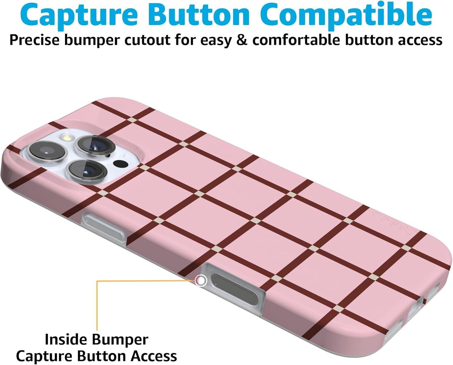 imageCasely iPhone 16 Pro Case  Glitter Mystic Moss  Green Enchanted Shimmer  Compatible with MagSafe  Classic UltraSlim Case DesignUptown Gridlock  Pink Checkerboard