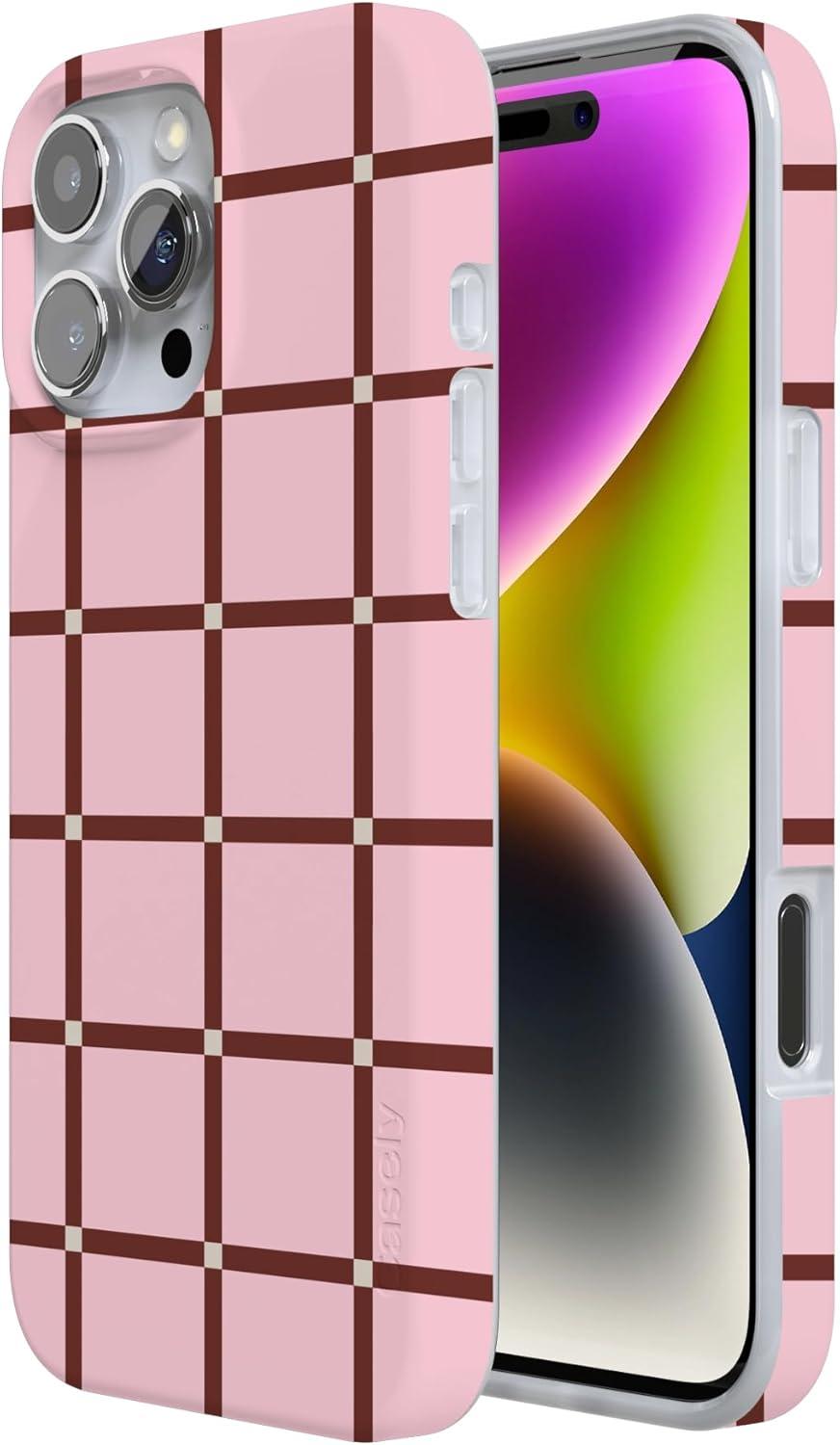 imageCasely iPhone 16 Pro Case  Glitter Mystic Moss  Green Enchanted Shimmer  Compatible with MagSafe  Classic UltraSlim Case DesignUptown Gridlock  Pink Checkerboard