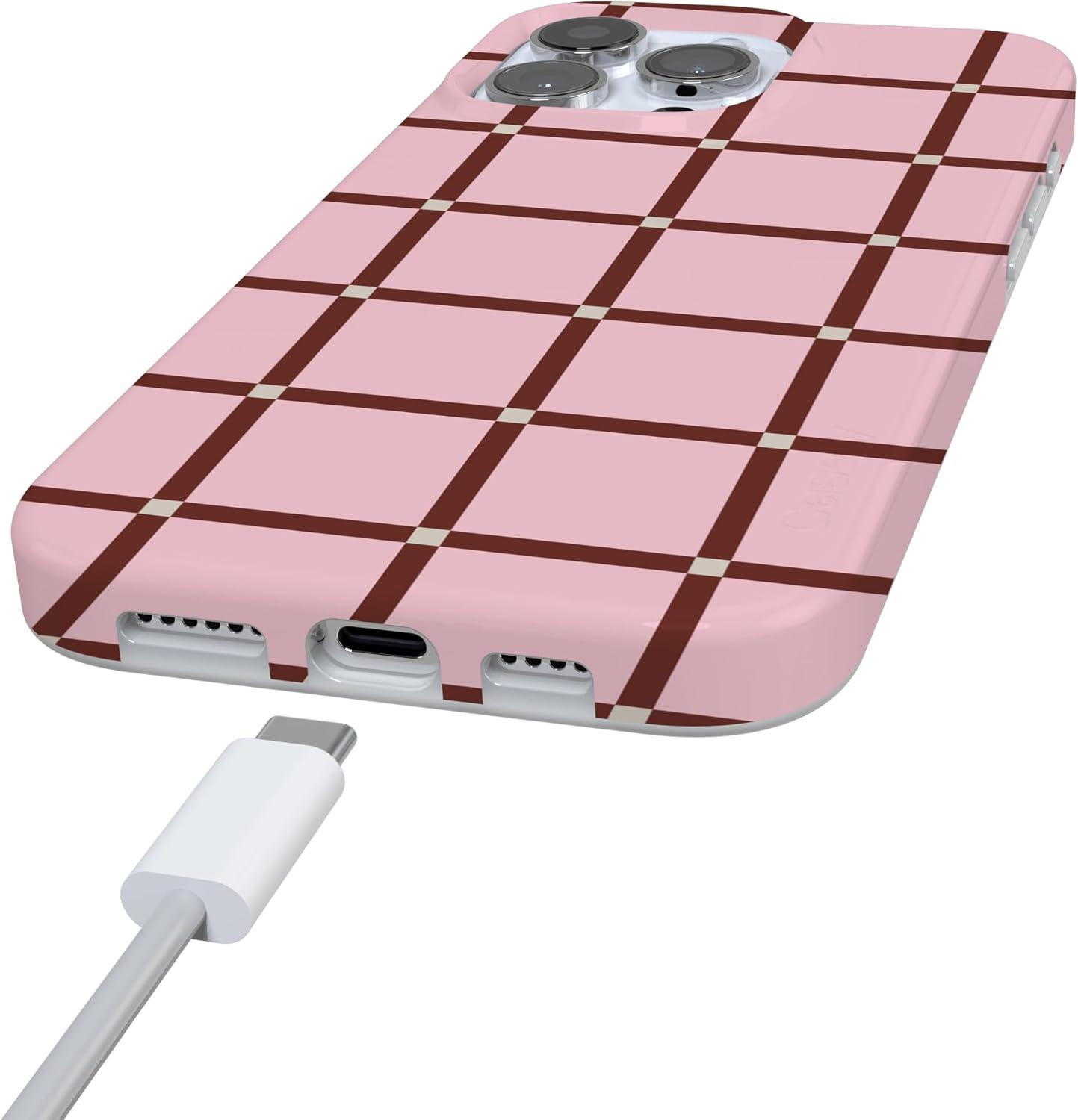 imageCasely iPhone 16 Pro Case  Glitter Mystic Moss  Green Enchanted Shimmer  Compatible with MagSafe  Classic UltraSlim Case DesignUptown Gridlock  Pink Checkerboard