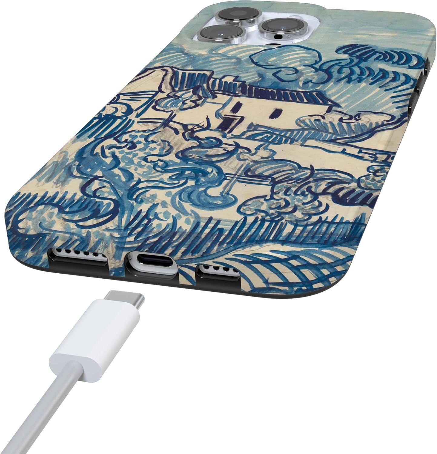 imageCasely iPhone 16 Pro Case  Glitter Mystic Moss  Green Enchanted Shimmer  Compatible with MagSafe  Classic UltraSlim Case DesignVan Gogh  Landscape With Houses Phone