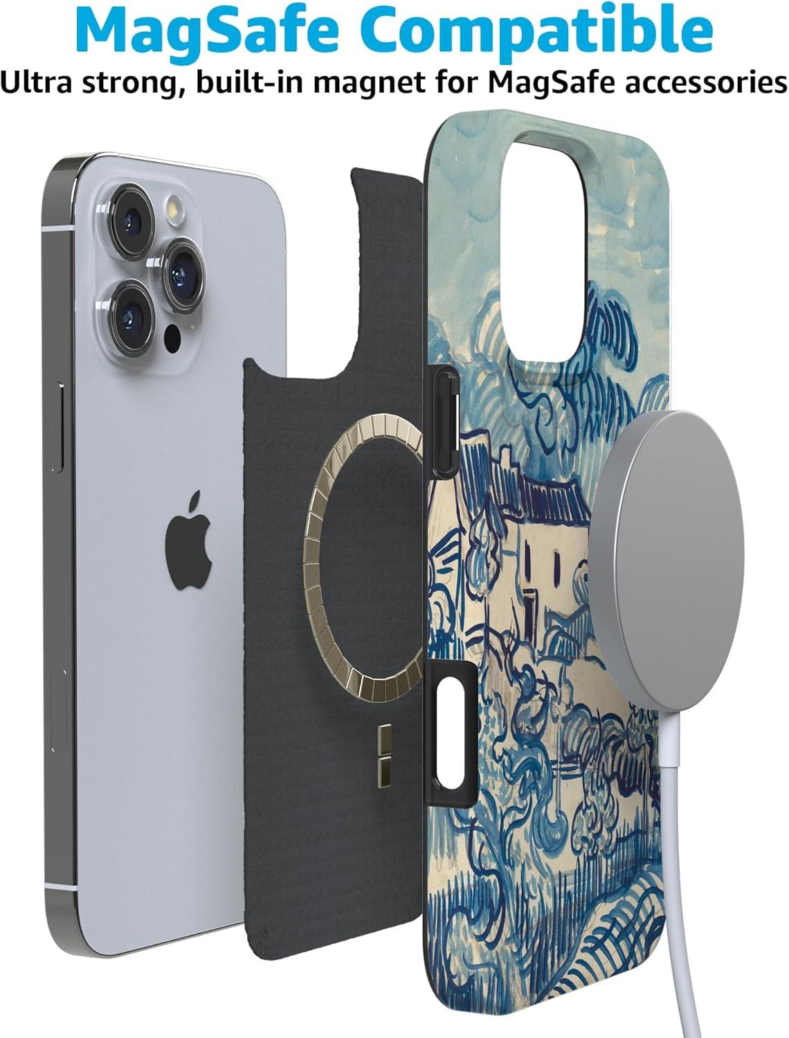 imageCasely iPhone 16 Pro Case  Glitter Mystic Moss  Green Enchanted Shimmer  Compatible with MagSafe  Classic UltraSlim Case DesignVan Gogh  Landscape With Houses Phone