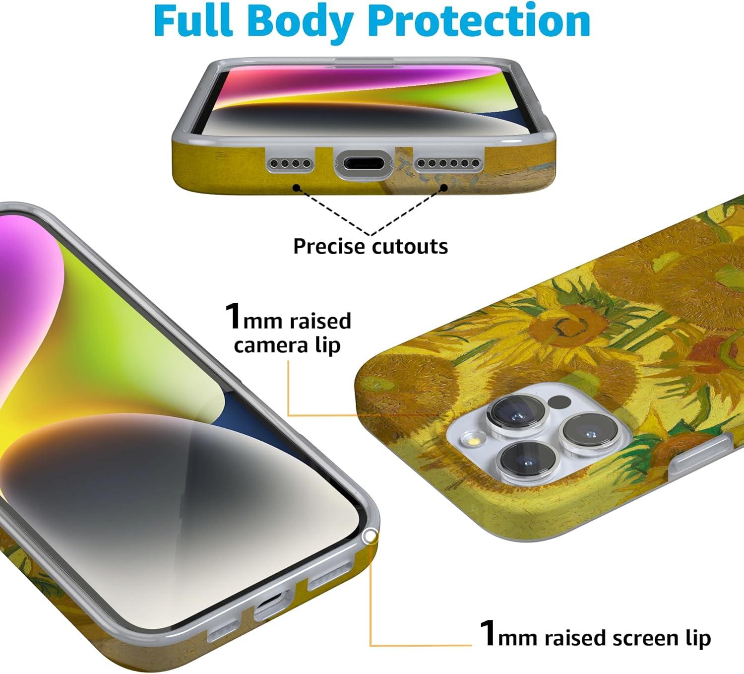 imageCasely iPhone 16 Pro Case  Glitter Mystic Moss  Green Enchanted Shimmer  Compatible with MagSafe  Classic UltraSlim Case DesignVan Gogh  Sunflowers Floral