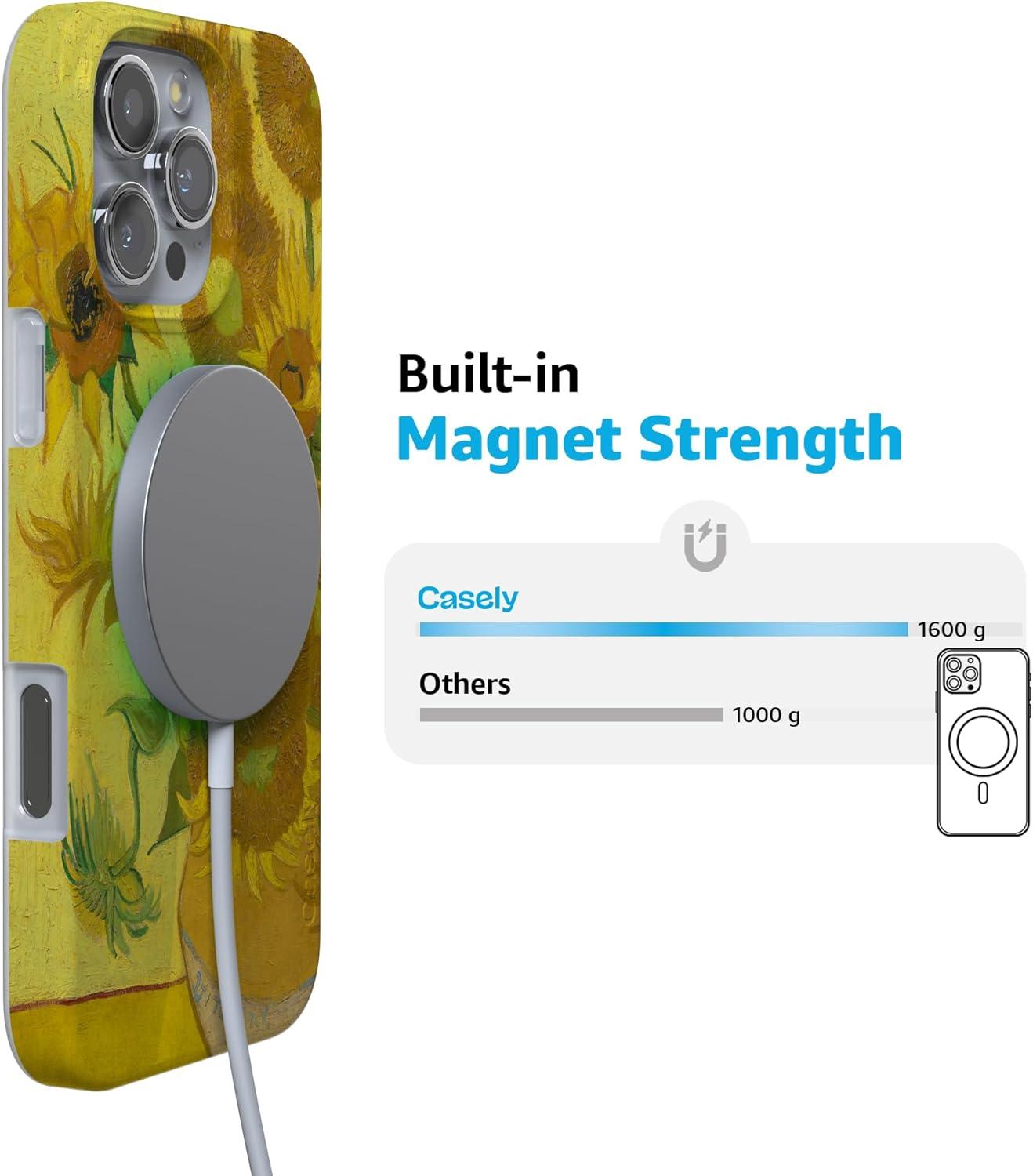 imageCasely iPhone 16 Pro Case  Glitter Mystic Moss  Green Enchanted Shimmer  Compatible with MagSafe  Classic UltraSlim Case DesignVan Gogh  Sunflowers Floral