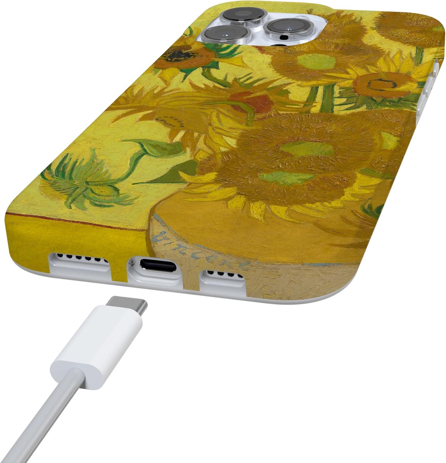 imageCasely iPhone 16 Pro Case  Glitter Mystic Moss  Green Enchanted Shimmer  Compatible with MagSafe  Classic UltraSlim Case DesignVan Gogh  Sunflowers Floral