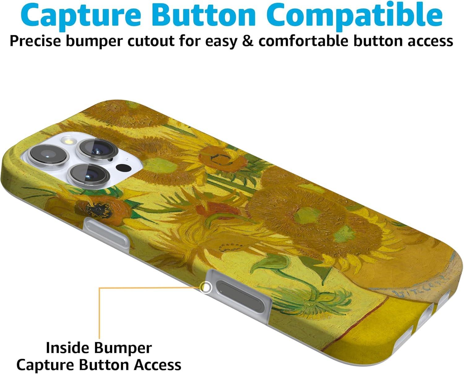 imageCasely iPhone 16 Pro Case  Glitter Mystic Moss  Green Enchanted Shimmer  Compatible with MagSafe  Classic UltraSlim Case DesignVan Gogh  Sunflowers Floral