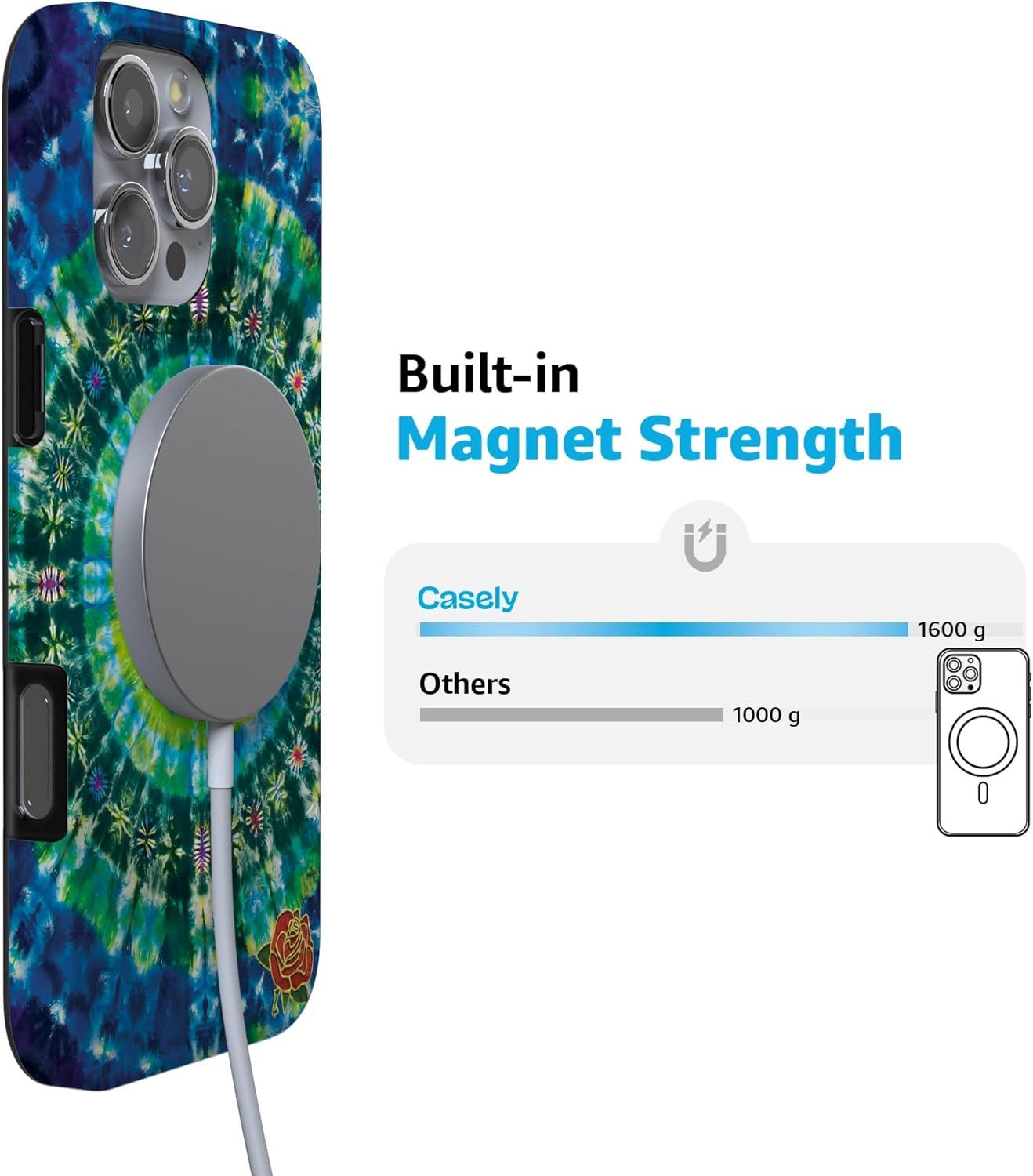 imageCasely iPhone 16 Pro Case  Glitter Mystic Moss  Green Enchanted Shimmer  Compatible with MagSafe  Classic UltraSlim Case DesignVeneta Tapestry  Grateful Dead Tie Dye