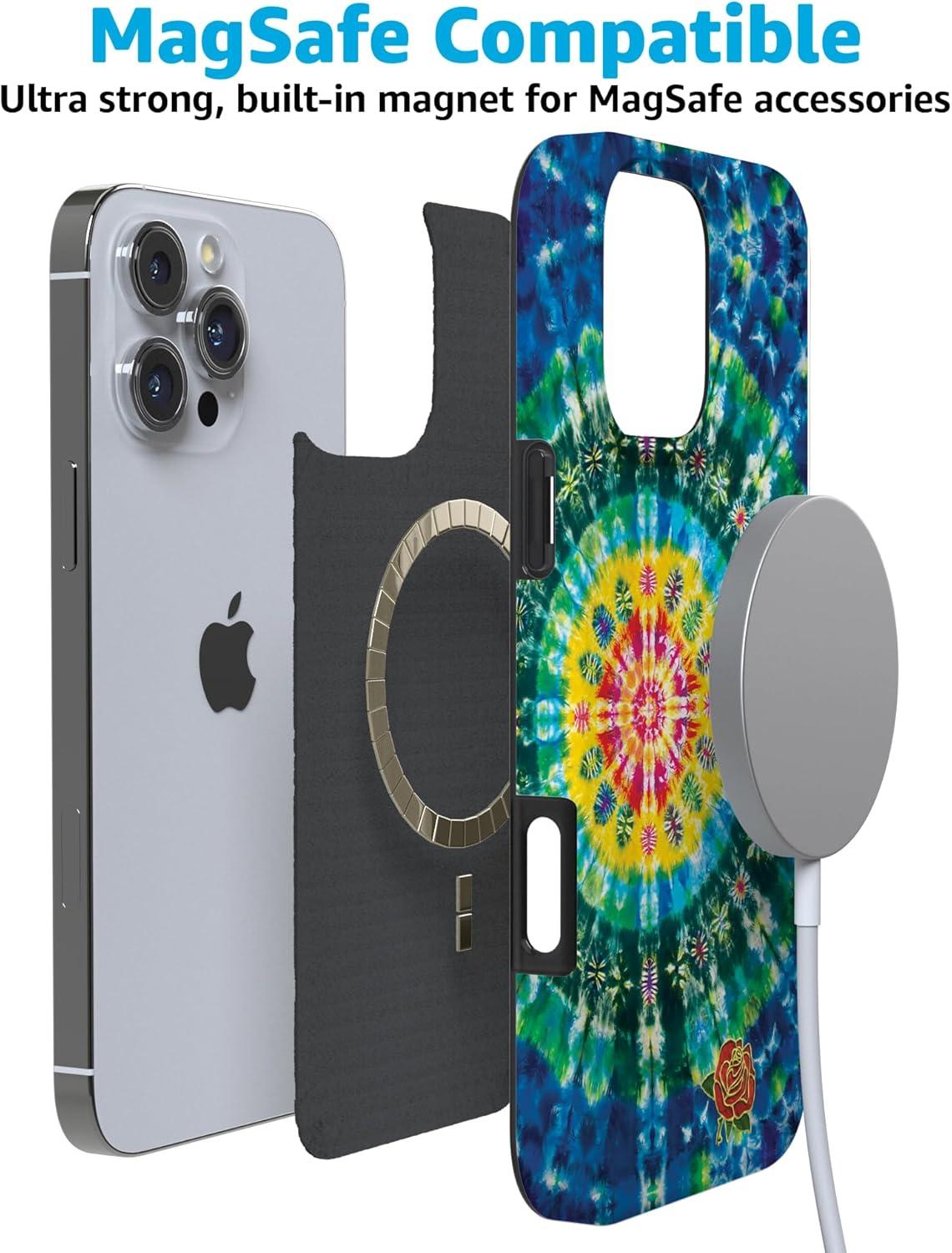 imageCasely iPhone 16 Pro Case  Glitter Mystic Moss  Green Enchanted Shimmer  Compatible with MagSafe  Classic UltraSlim Case DesignVeneta Tapestry  Grateful Dead Tie Dye