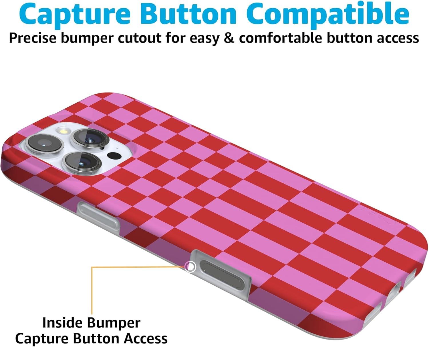 imageCasely iPhone 16 Pro Case  Glitter Mystic Moss  Green Enchanted Shimmer  Compatible with MagSafe  Classic UltraSlim Case DesignVibe Check  Pink Checkerboard