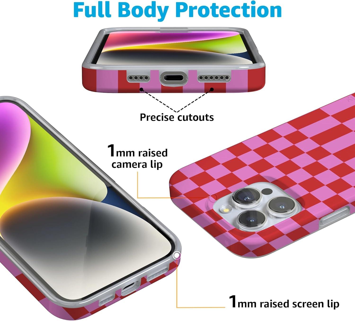 imageCasely iPhone 16 Pro Case  Glitter Mystic Moss  Green Enchanted Shimmer  Compatible with MagSafe  Classic UltraSlim Case DesignVibe Check  Pink Checkerboard