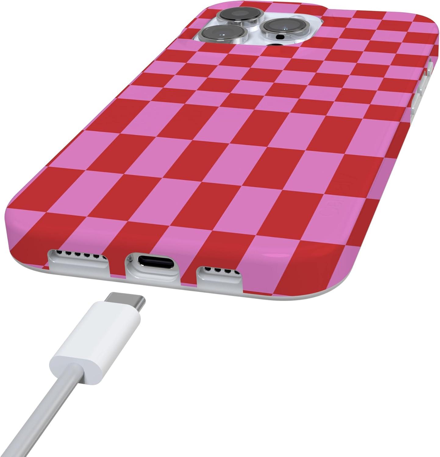 imageCasely iPhone 16 Pro Case  Glitter Mystic Moss  Green Enchanted Shimmer  Compatible with MagSafe  Classic UltraSlim Case DesignVibe Check  Pink Checkerboard