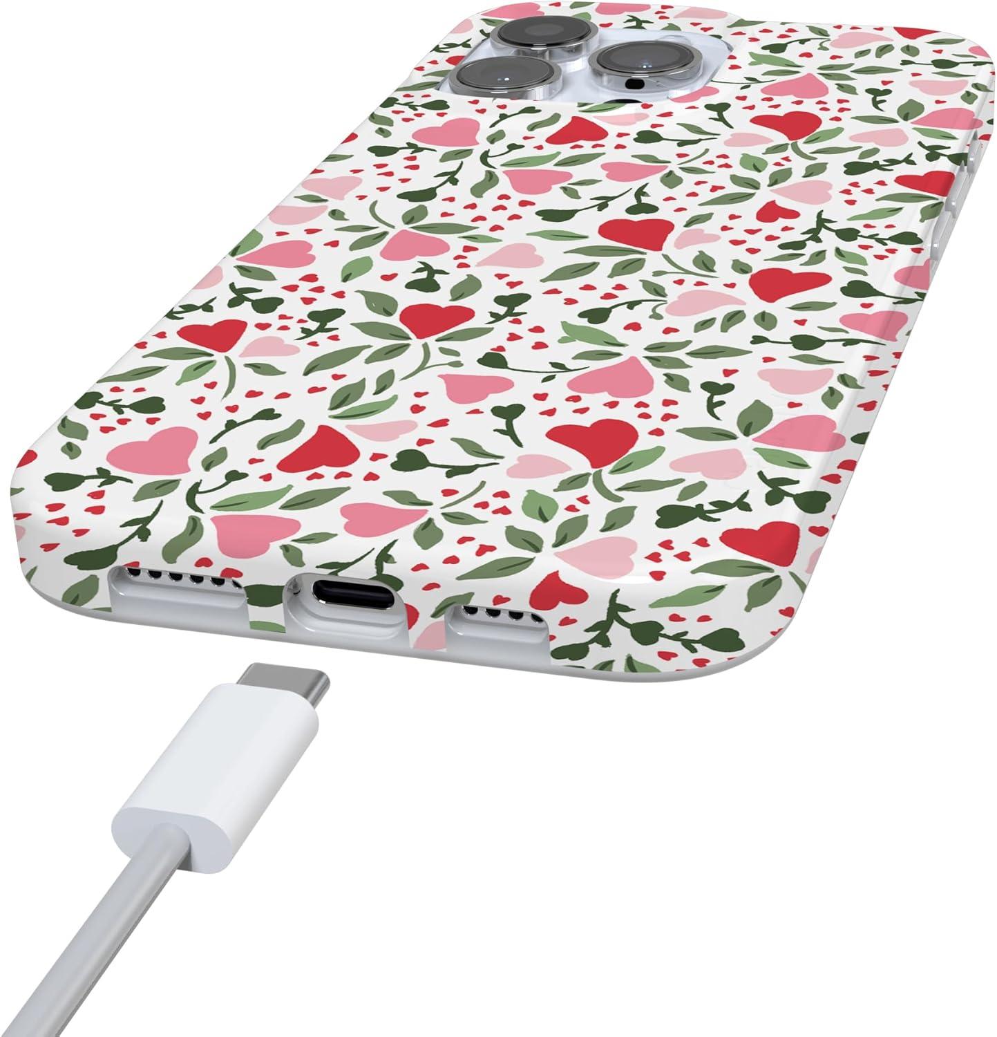 imageCasely iPhone 16 Pro Case  Glitter Mystic Moss  Green Enchanted Shimmer  Compatible with MagSafe  Classic UltraSlim Case DesignVines of Love  Floral Heart