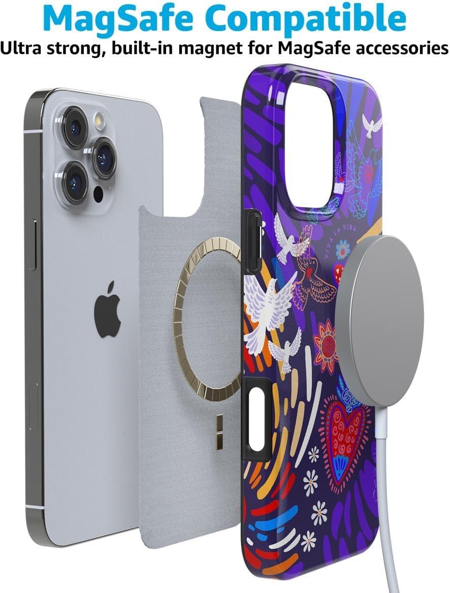 imageCasely iPhone 16 Pro Case  Glitter Mystic Moss  Green Enchanted Shimmer  Compatible with MagSafe  Classic UltraSlim Case DesignViva La Vida  Frida Kahlo Collage