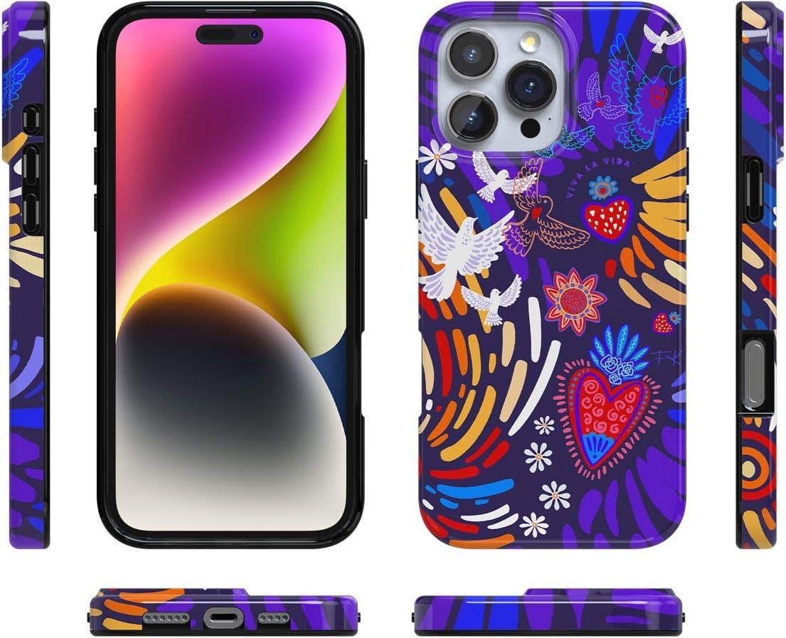 imageCasely iPhone 16 Pro Case  Glitter Mystic Moss  Green Enchanted Shimmer  Compatible with MagSafe  Classic UltraSlim Case DesignViva La Vida  Frida Kahlo Collage