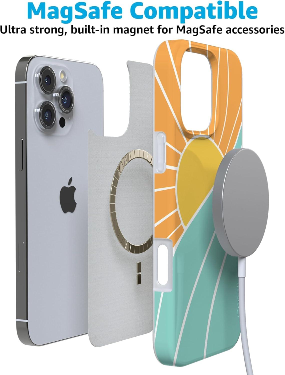 imageCasely iPhone 16 Pro Case  Glitter Mystic Moss  Green Enchanted Shimmer  Compatible with MagSafe  Classic UltraSlim Case DesignWaves  Rays  Sunshine