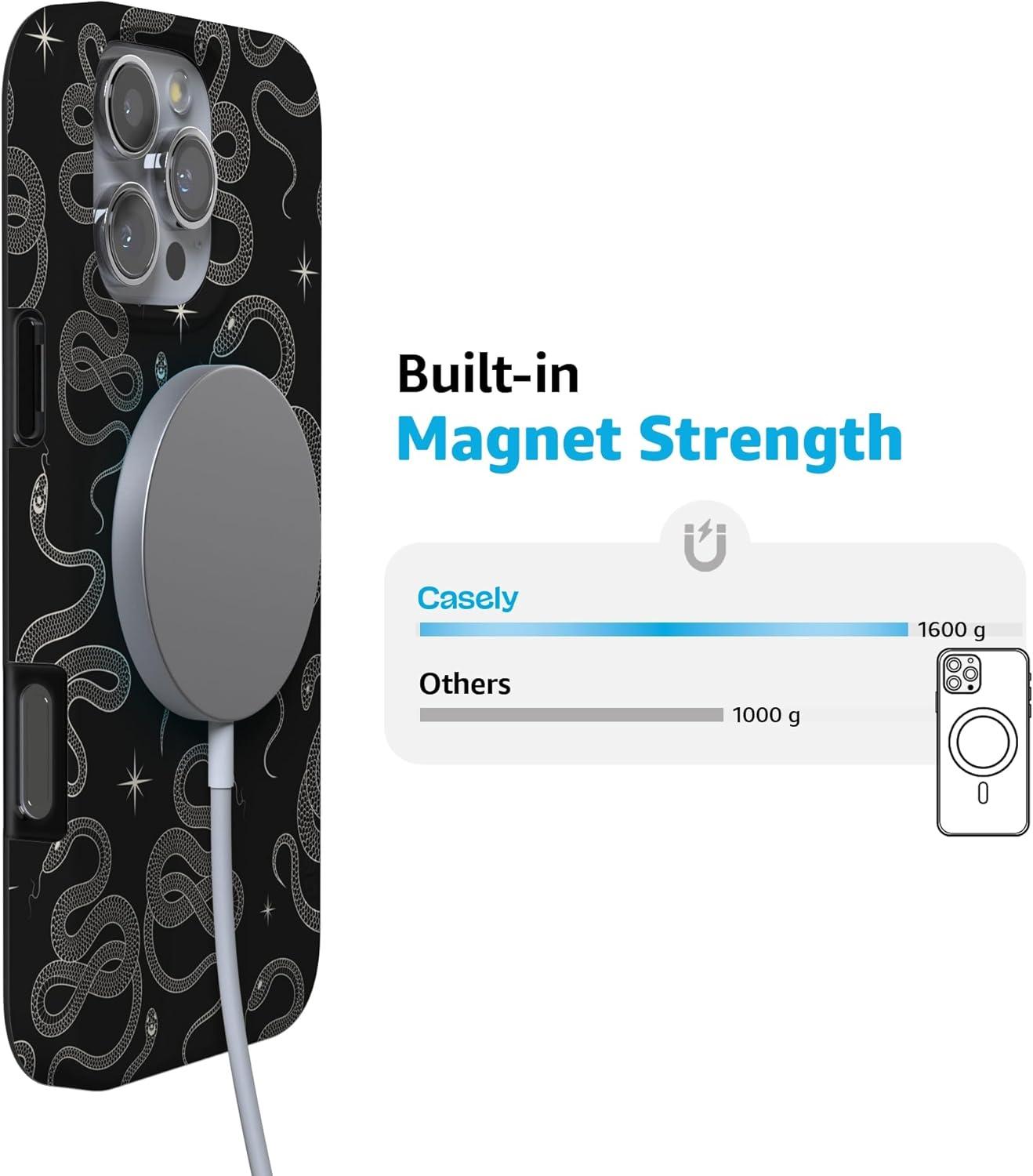 imageCasely iPhone 16 Pro Case  Glitter Mystic Moss  Green Enchanted Shimmer  Compatible with MagSafe  Classic UltraSlim Case DesignWere Ready For It  Black Serpent