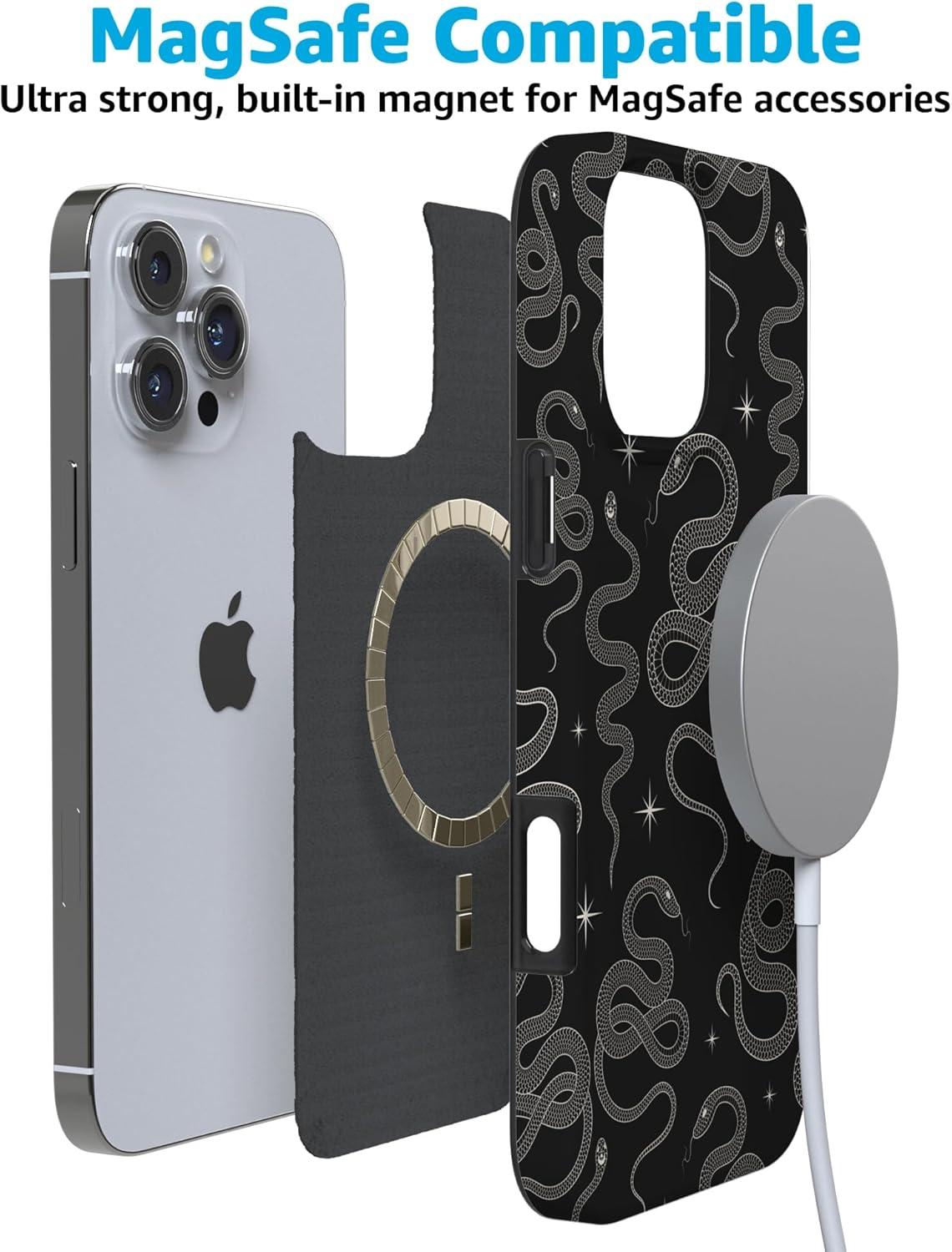 imageCasely iPhone 16 Pro Case  Glitter Mystic Moss  Green Enchanted Shimmer  Compatible with MagSafe  Classic UltraSlim Case DesignWere Ready For It  Black Serpent