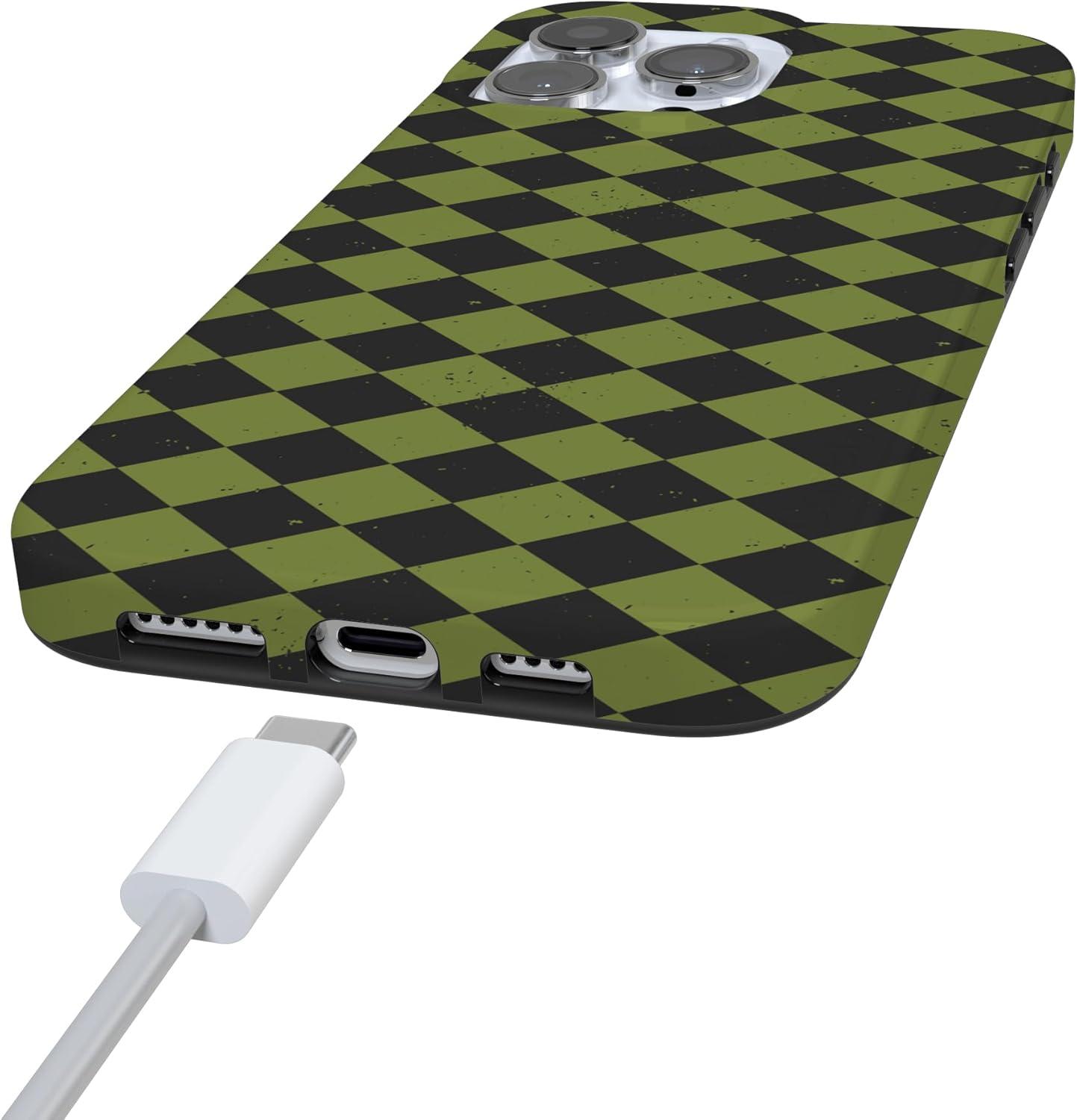 imageCasely iPhone 16 Pro Case  Glitter Mystic Moss  Green Enchanted Shimmer  Compatible with MagSafe  Classic UltraSlim Case DesignWicked Hex  Green Checkered