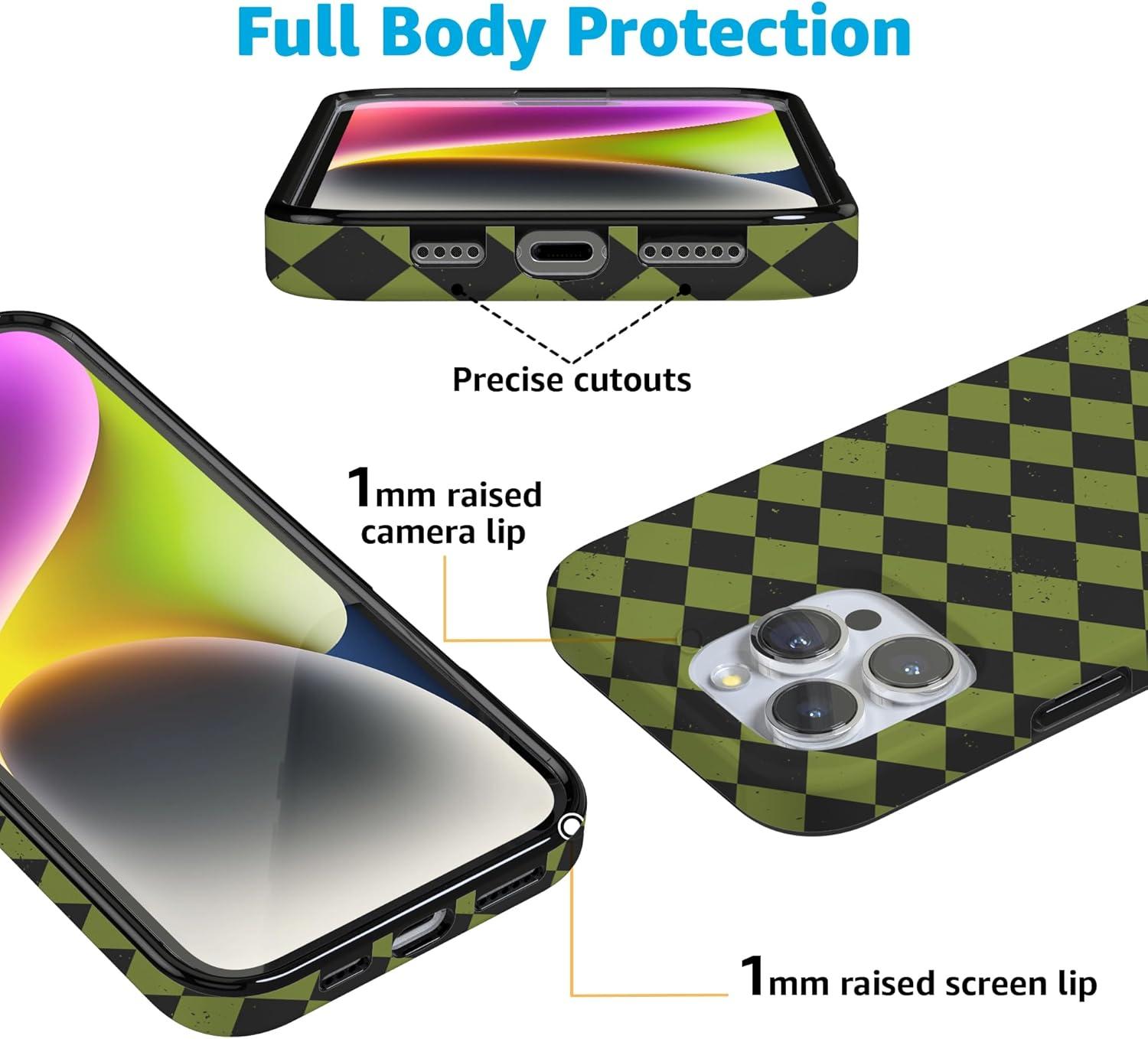 imageCasely iPhone 16 Pro Case  Glitter Mystic Moss  Green Enchanted Shimmer  Compatible with MagSafe  Classic UltraSlim Case DesignWicked Hex  Green Checkered