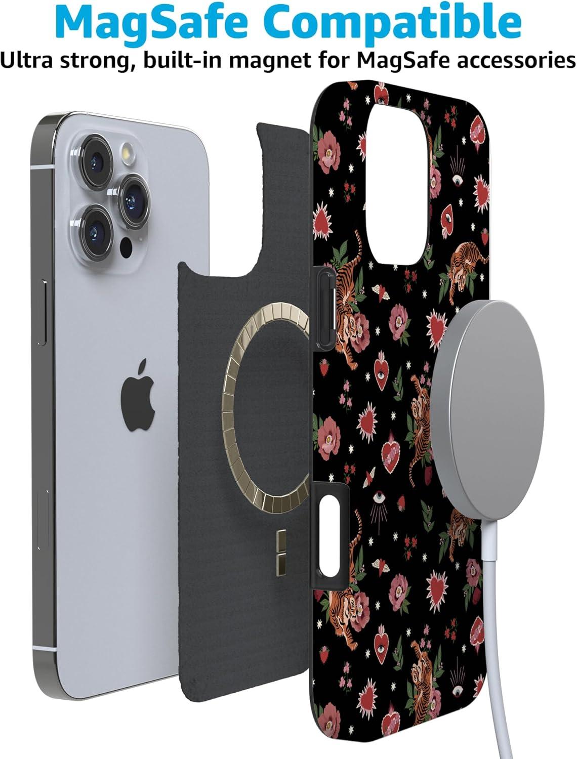 imageCasely iPhone 16 Pro Case  Glitter Mystic Moss  Green Enchanted Shimmer  Compatible with MagSafe  Classic UltraSlim Case DesignWild at Heart  Tiger