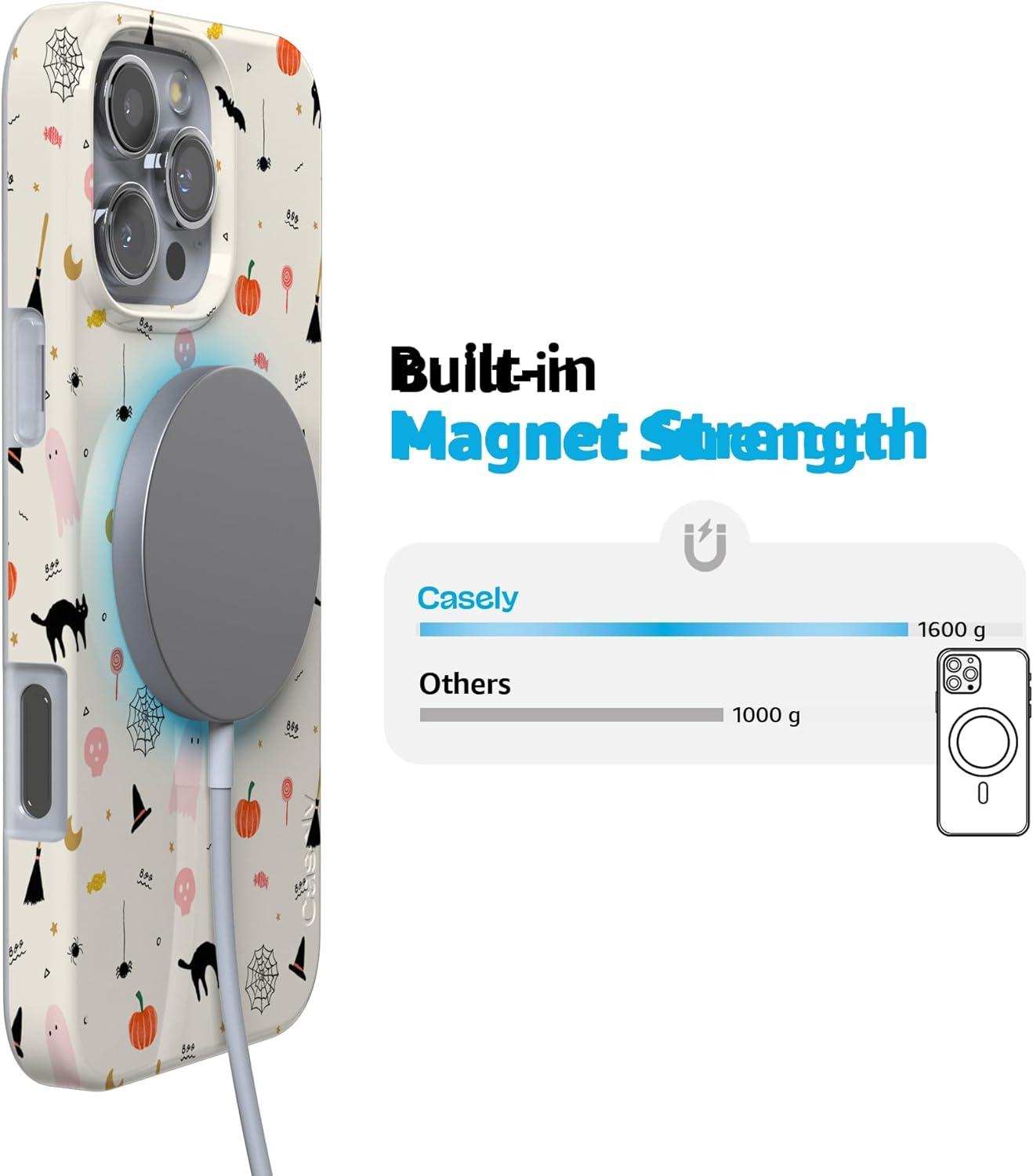 imageCasely iPhone 16 Pro Case  Glitter Mystic Moss  Green Enchanted Shimmer  Compatible with MagSafe  Classic UltraSlim Case DesignWitching Hour  Cute Halloween