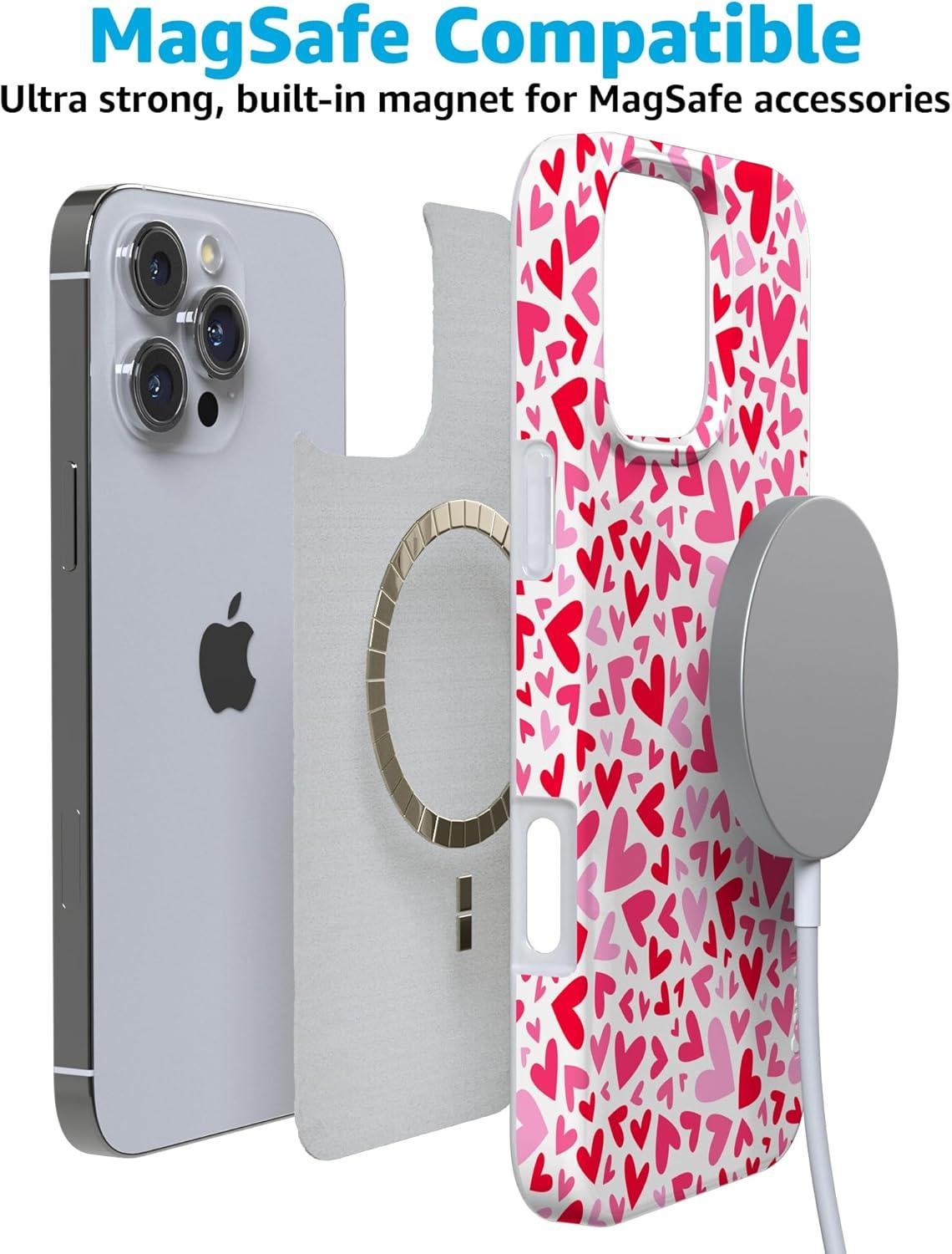 imageCasely iPhone 16 Pro Case  Glitter Mystic Moss  Green Enchanted Shimmer  Compatible with MagSafe  Classic UltraSlim Case DesignXOXO  Candy Hearts