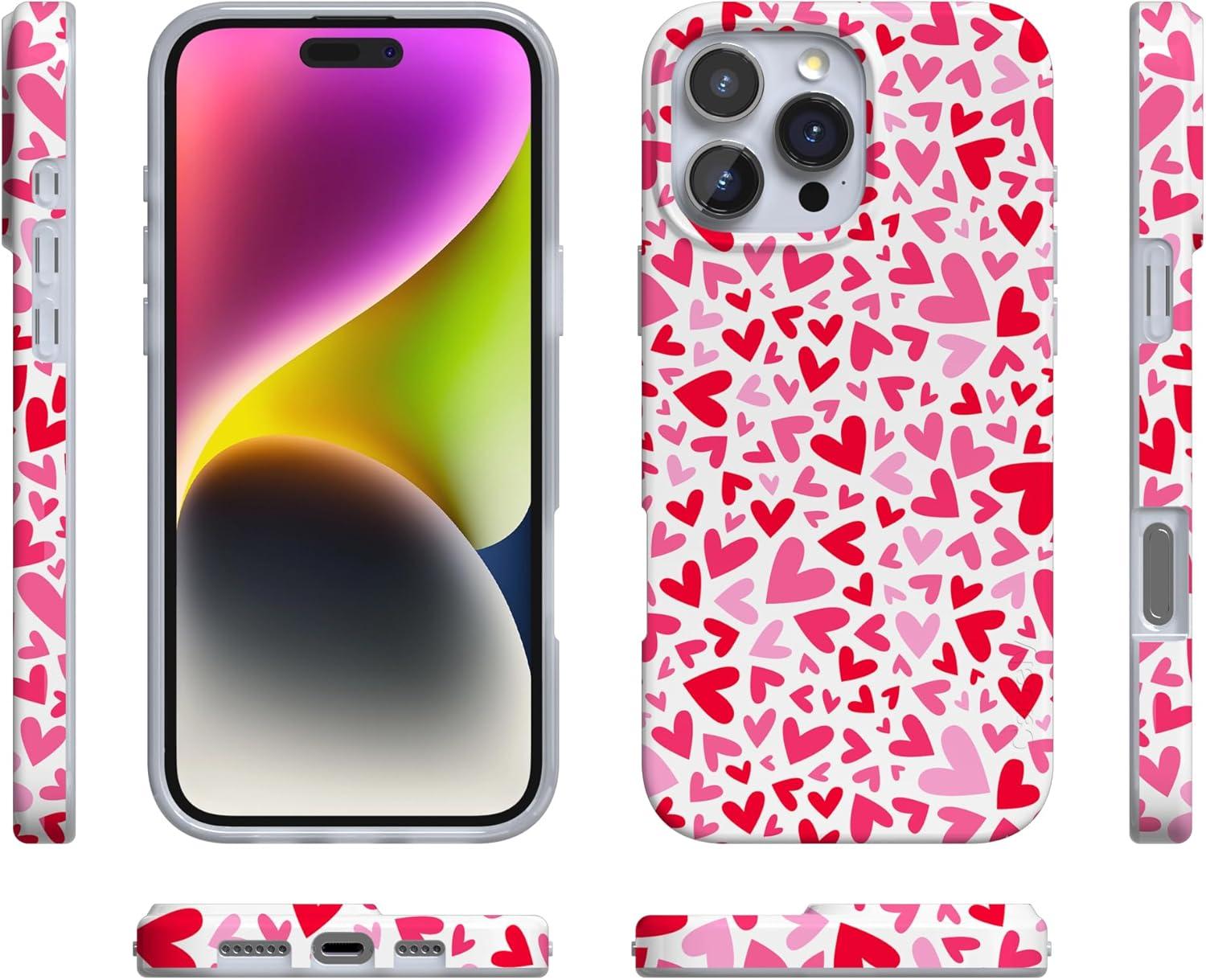 imageCasely iPhone 16 Pro Case  Glitter Mystic Moss  Green Enchanted Shimmer  Compatible with MagSafe  Classic UltraSlim Case DesignXOXO  Candy Hearts