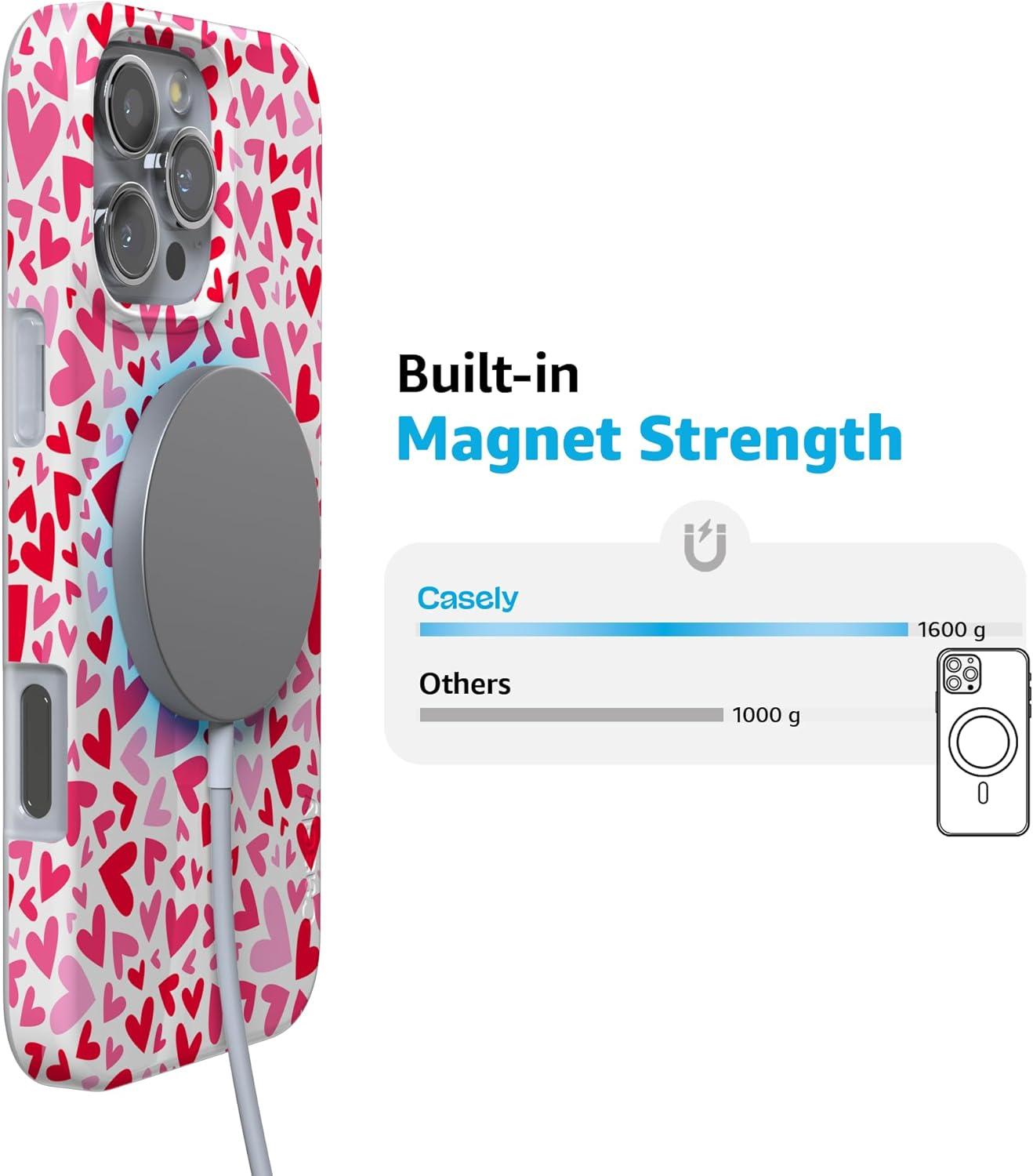 imageCasely iPhone 16 Pro Case  Glitter Mystic Moss  Green Enchanted Shimmer  Compatible with MagSafe  Classic UltraSlim Case DesignXOXO  Candy Hearts