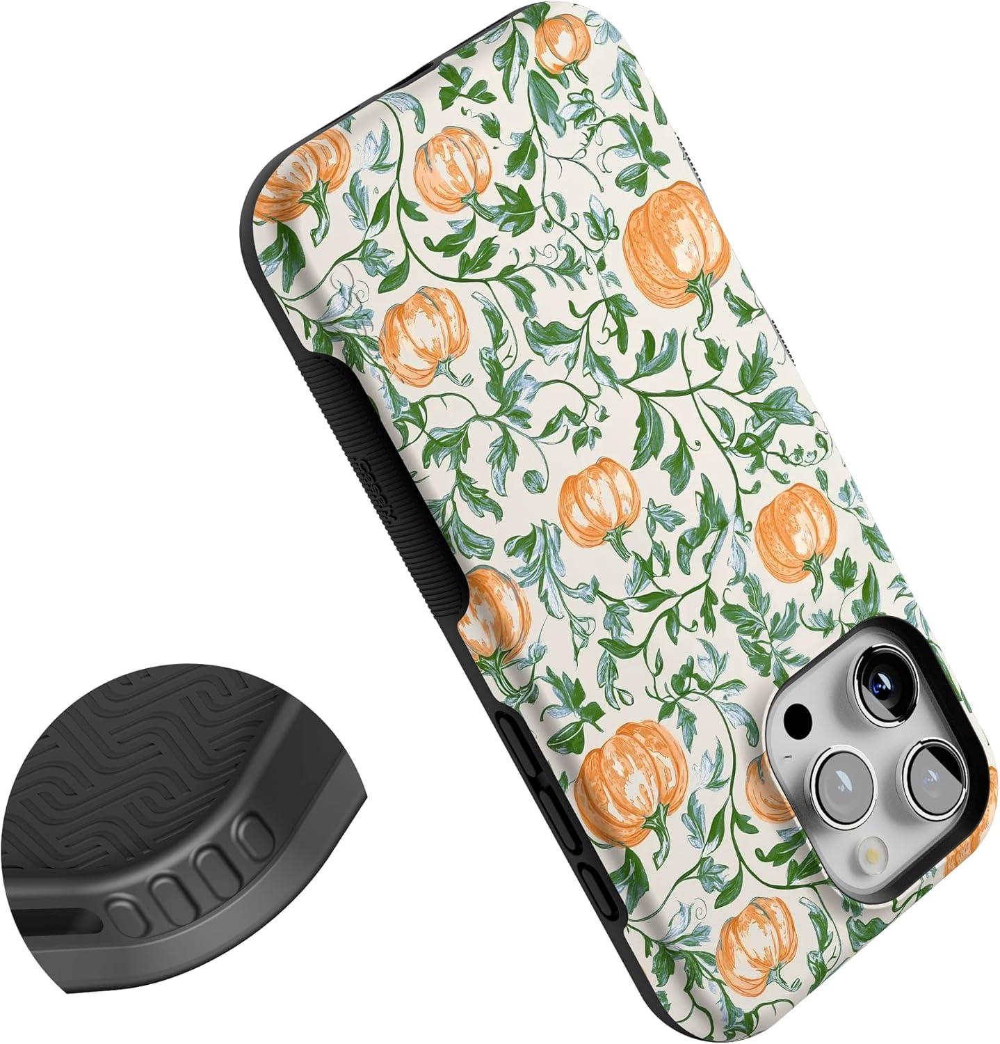 imageCasely iPhone 16 Pro Case  Pumpkin Patch  Green Vines  Compatible with MagSafe  Bold Protective Design